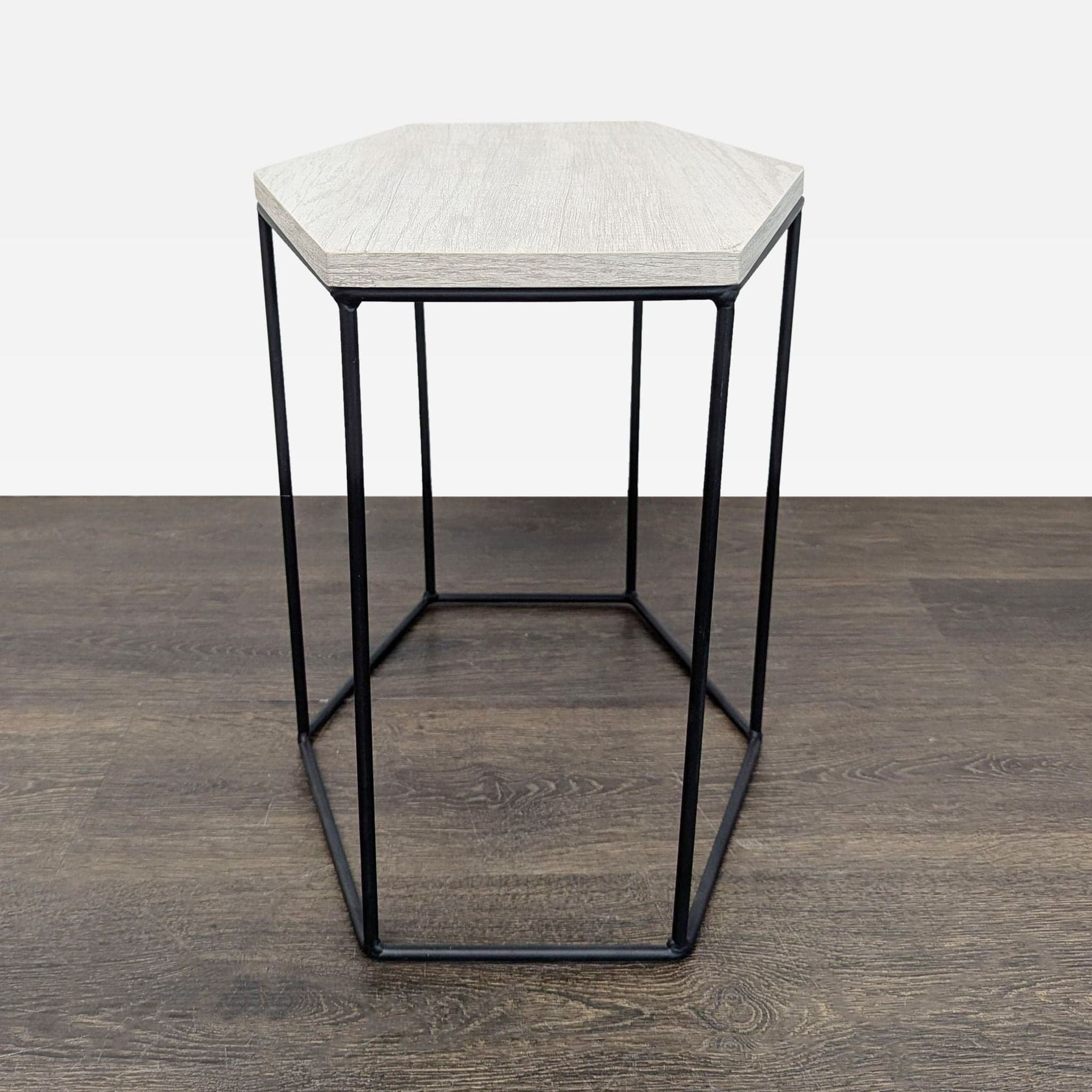 Trio of Wood Top Hexagon Tables - Thumbnail 3