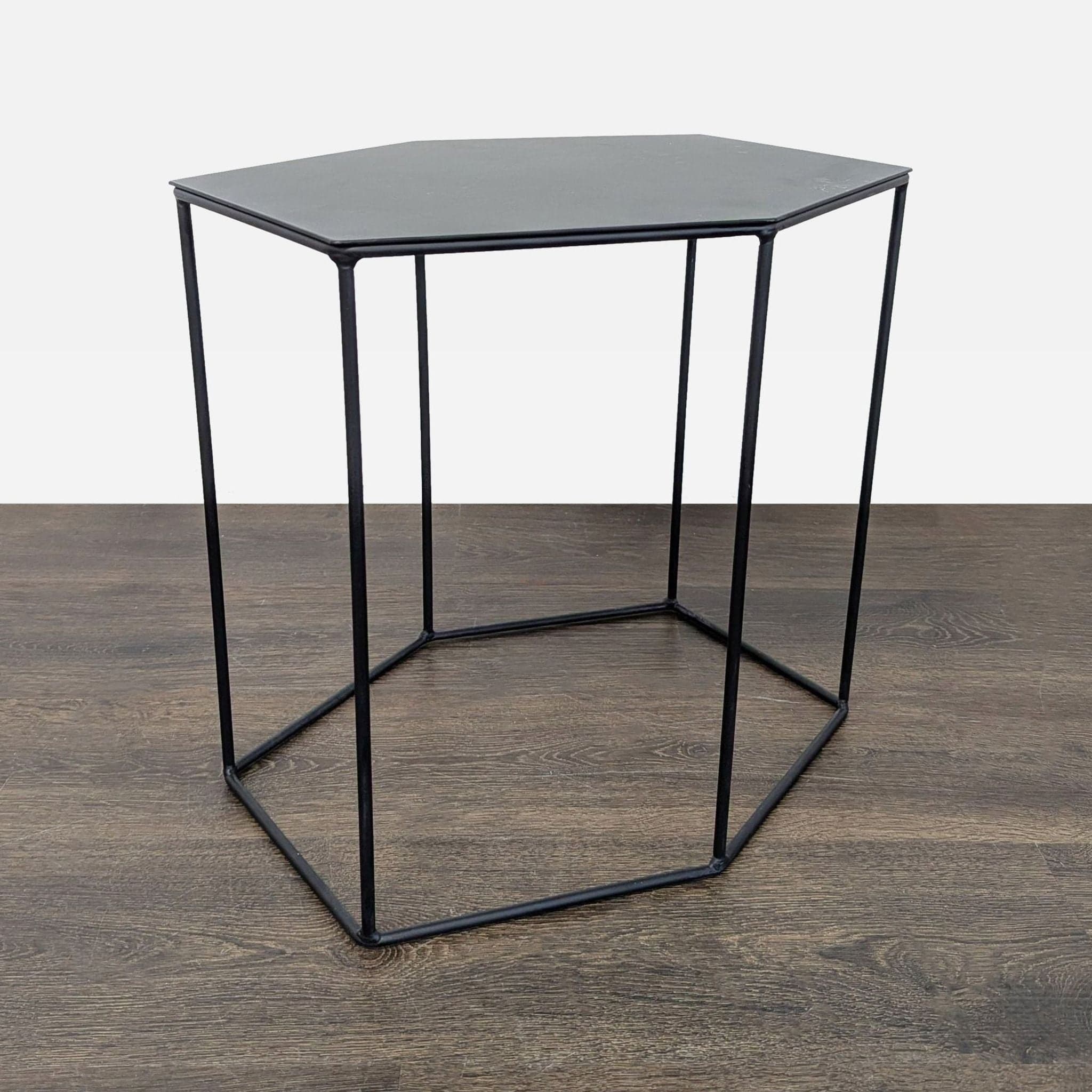 Trio of Wood Top Hexagon Tables - Thumbnail 7