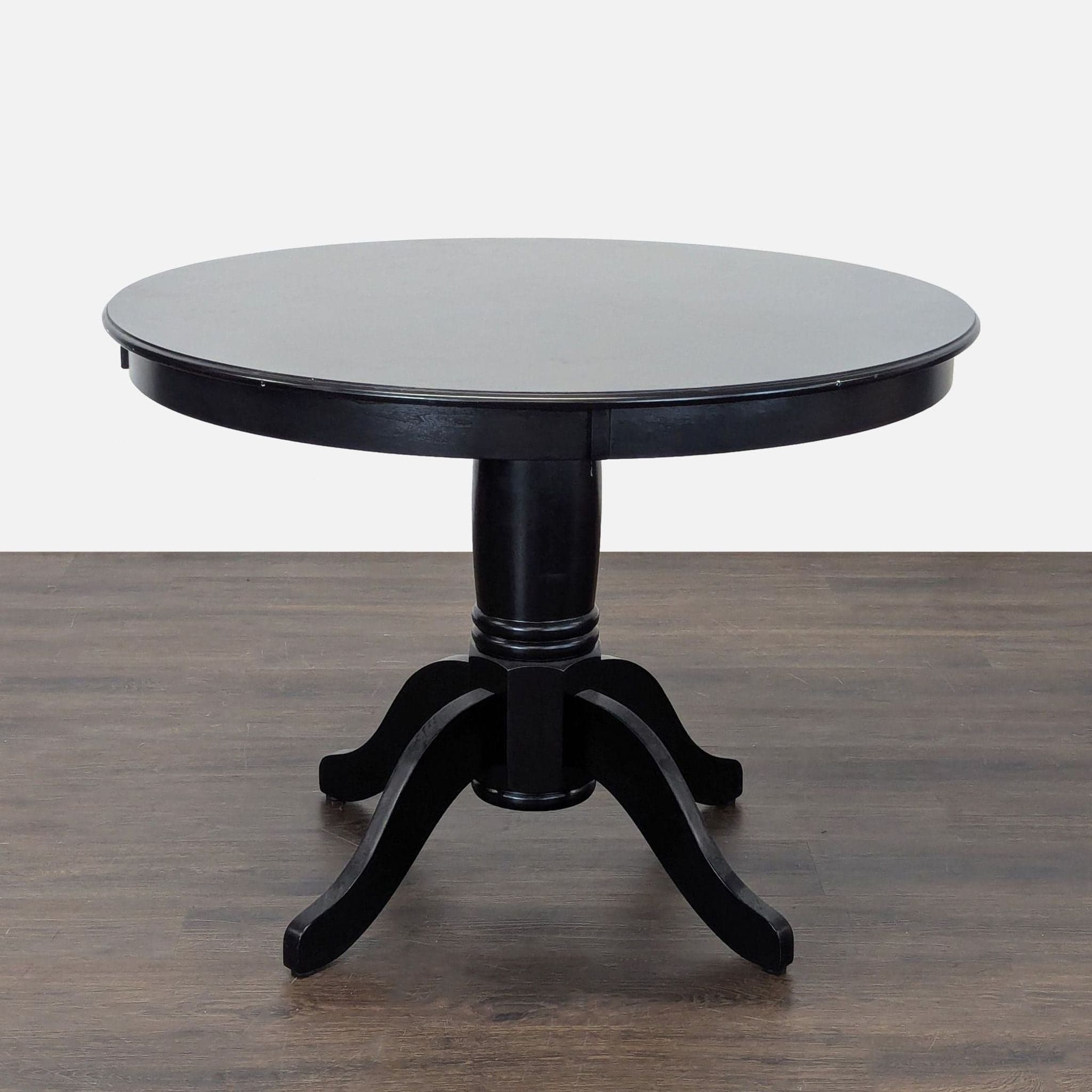 Long Wood Forest Products Black 4-Piece Dining Set with Round Table - Thumbnail 3