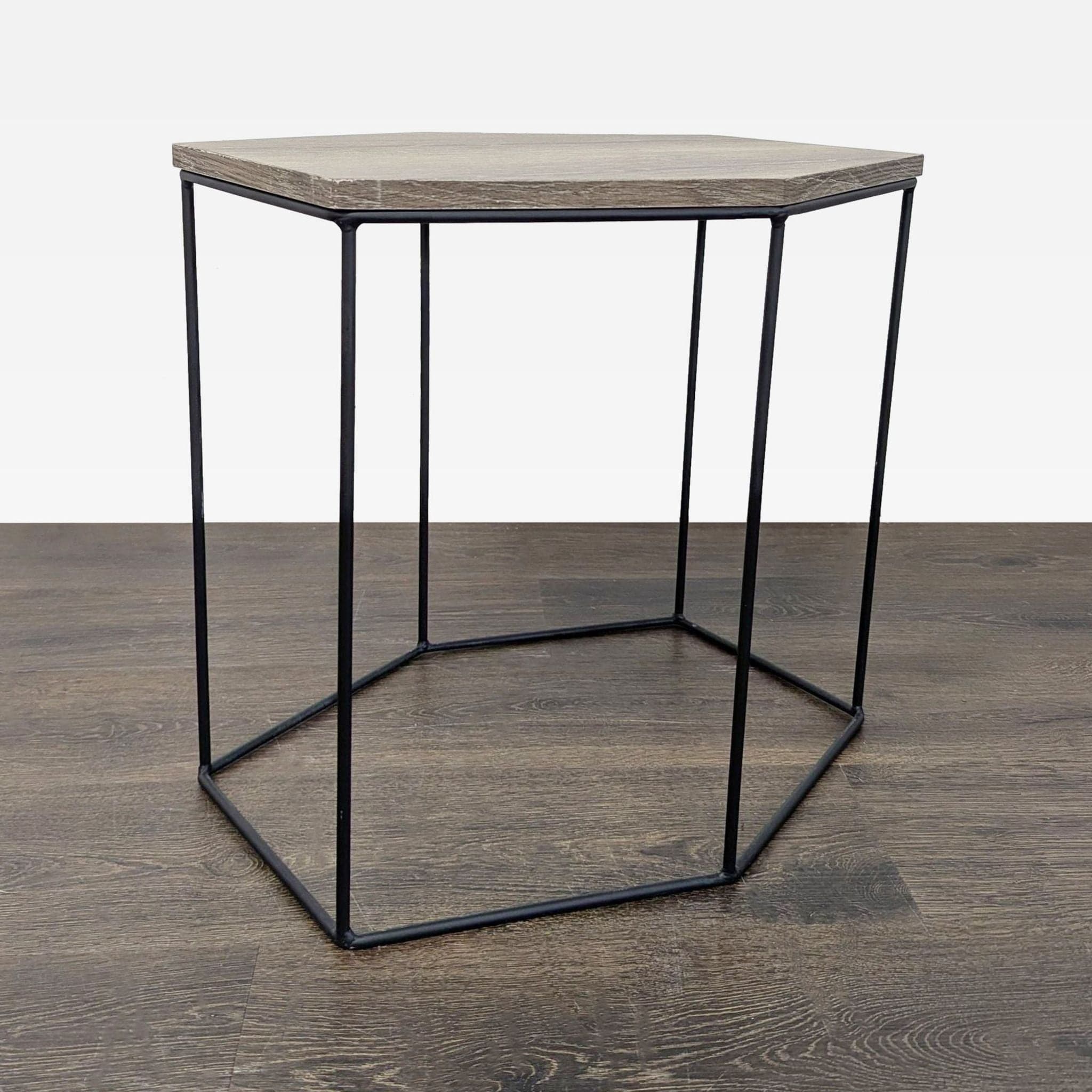 Trio of Wood Top Hexagon Tables - Thumbnail 13