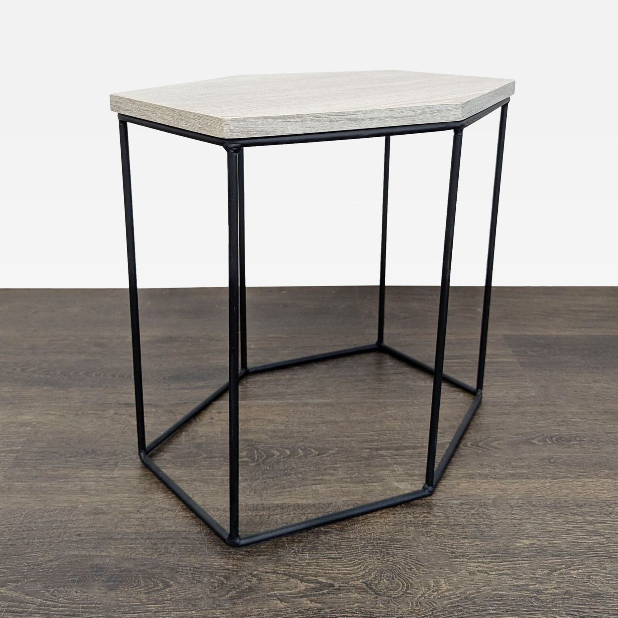 Trio of Wood Top Hexagon Tables - Thumbnail 4