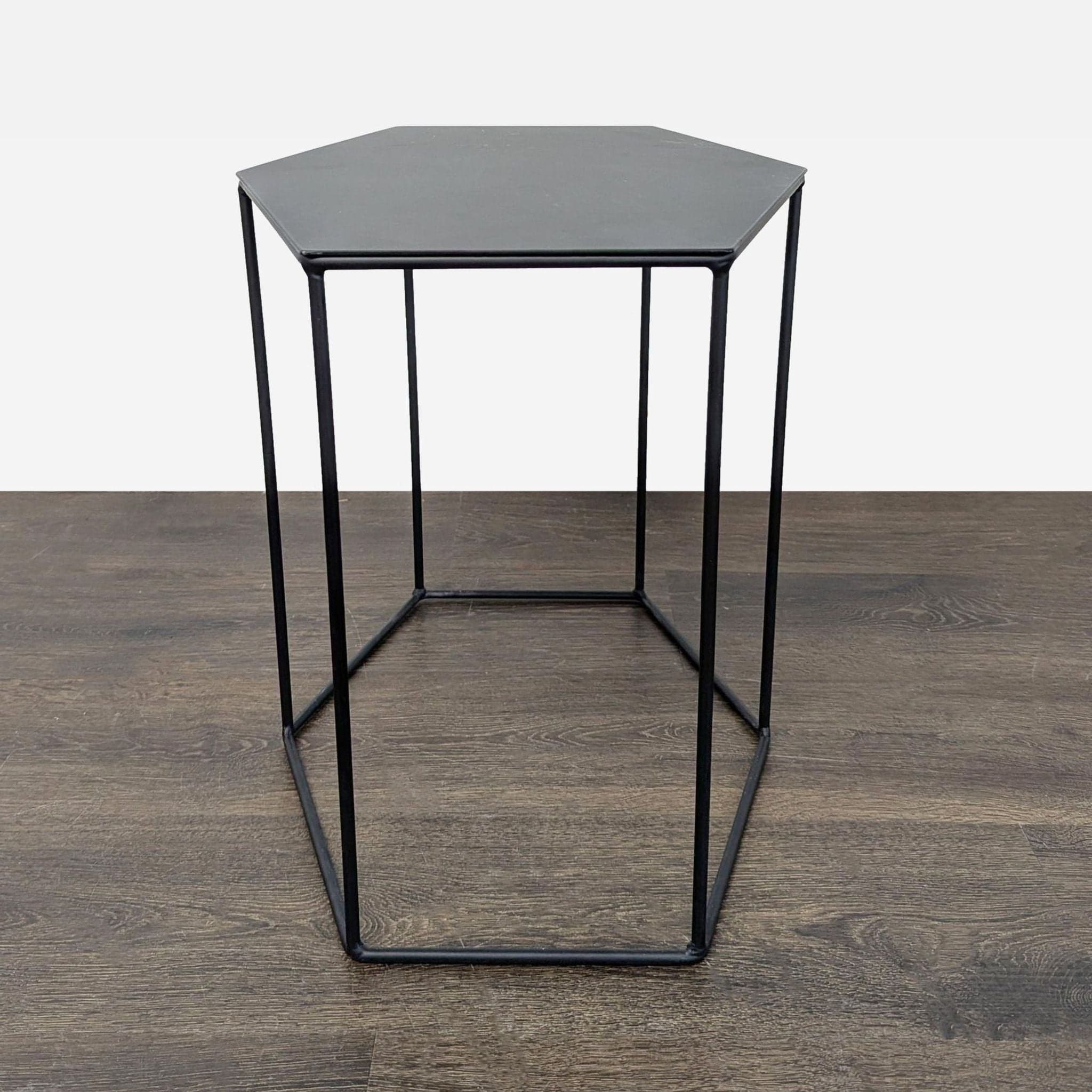 Trio of Wood Top Hexagon Tables - Thumbnail 6