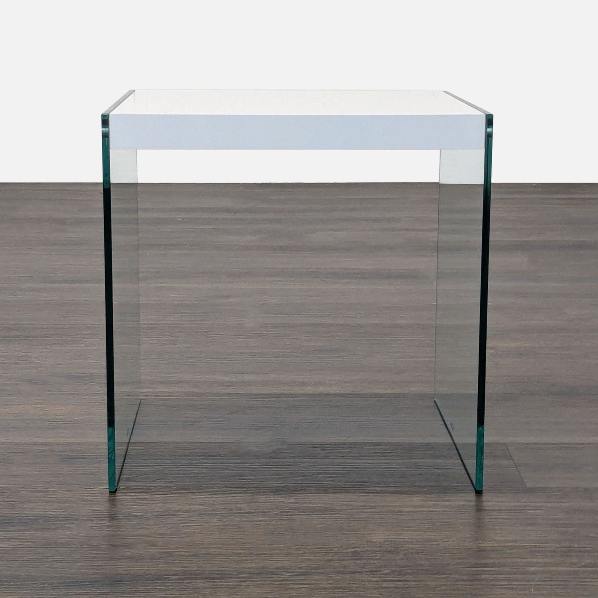 Glass Sides Accent Table with Wood Top - Thumbnail 5