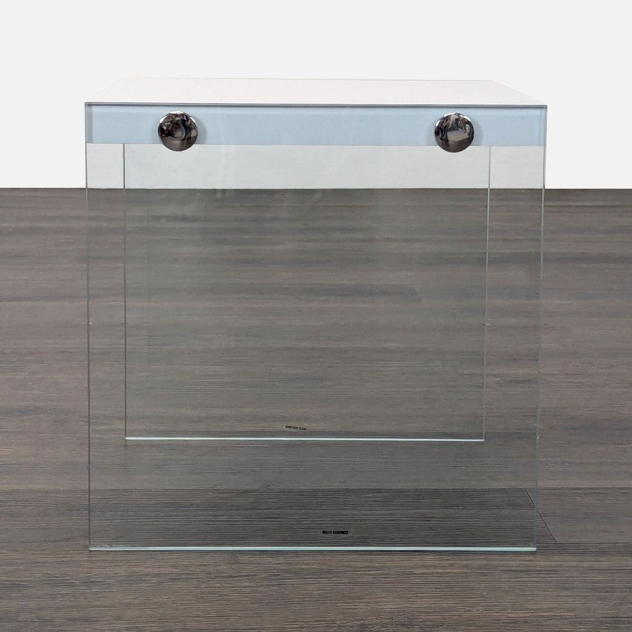 Glass Sides Accent Table with Wood Top - Thumbnail 6