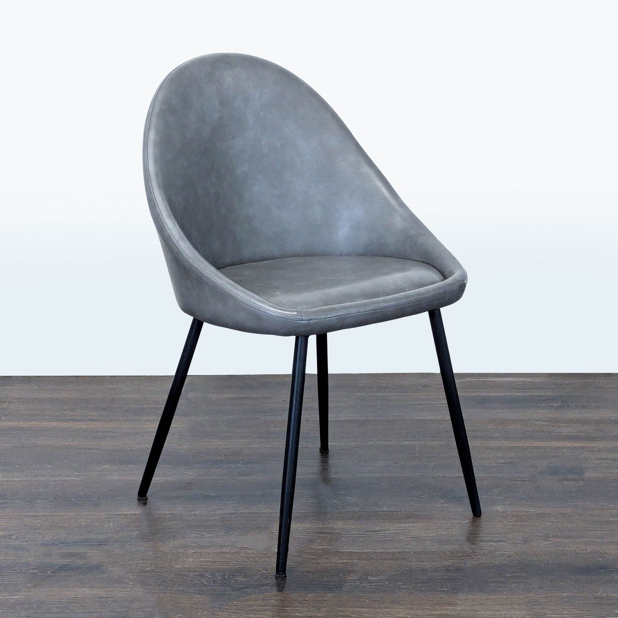 Leather and Metal Dining Chair with Cushion - Thumbnail 2
