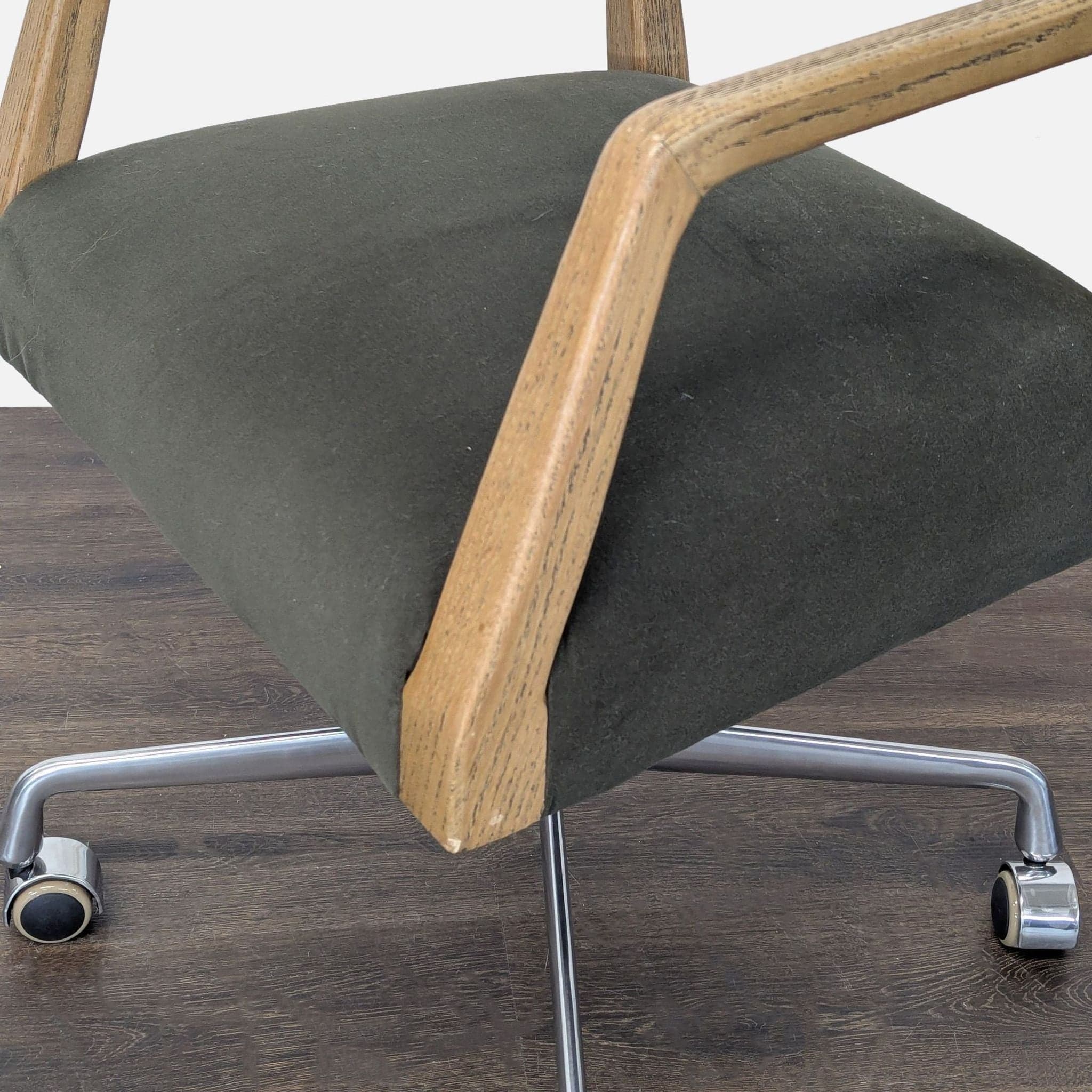 Four Hands Tyler Modern Office Chair with Wood Arms and Metal Base - Thumbnail 6