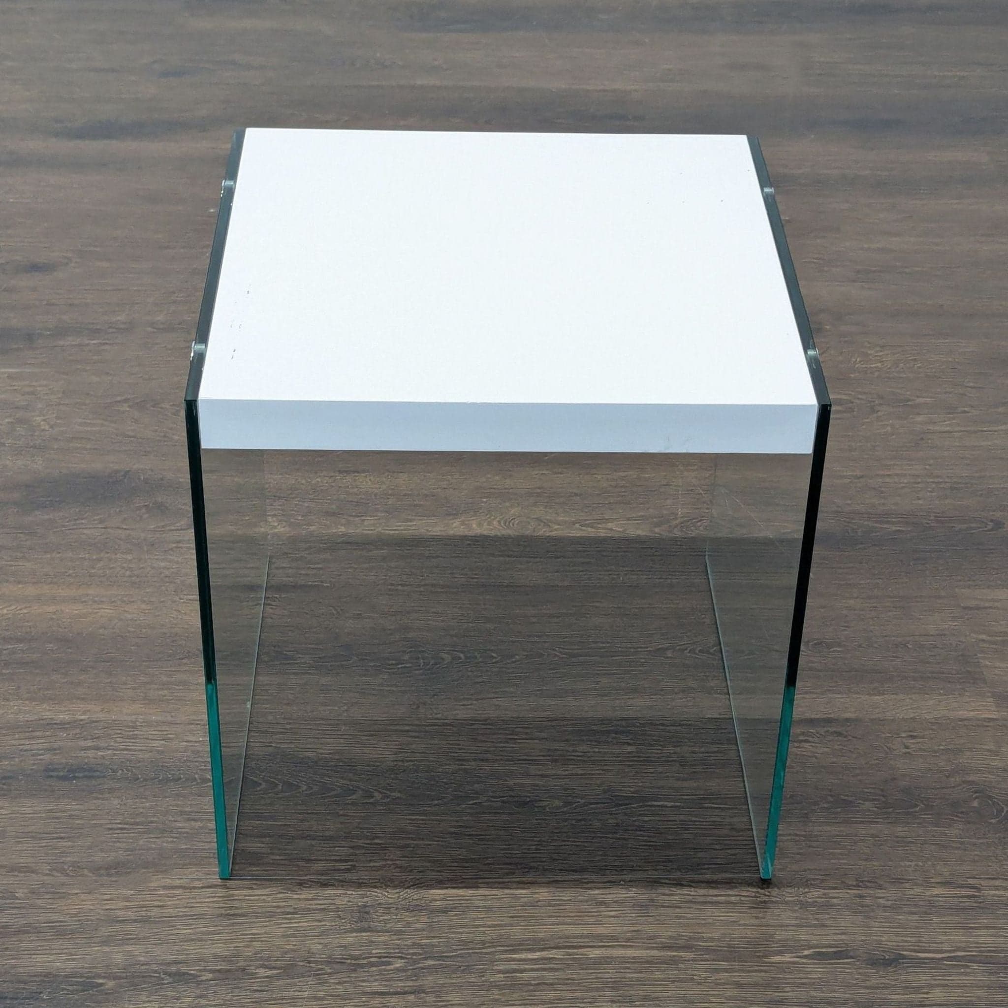 Glass Sides Accent Table with Wood Top - Thumbnail 7