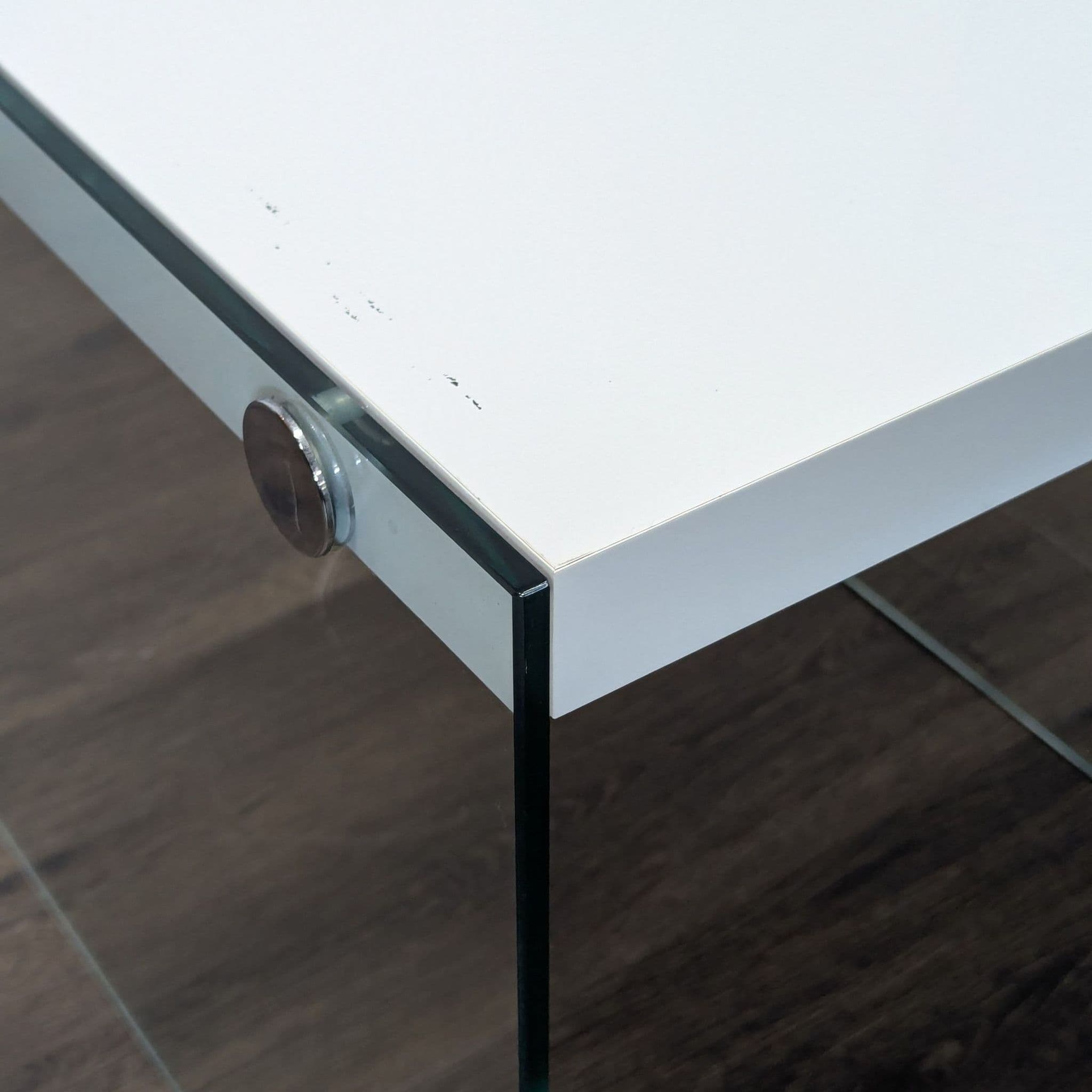 Glass Sides Accent Table with Wood Top - Thumbnail 2