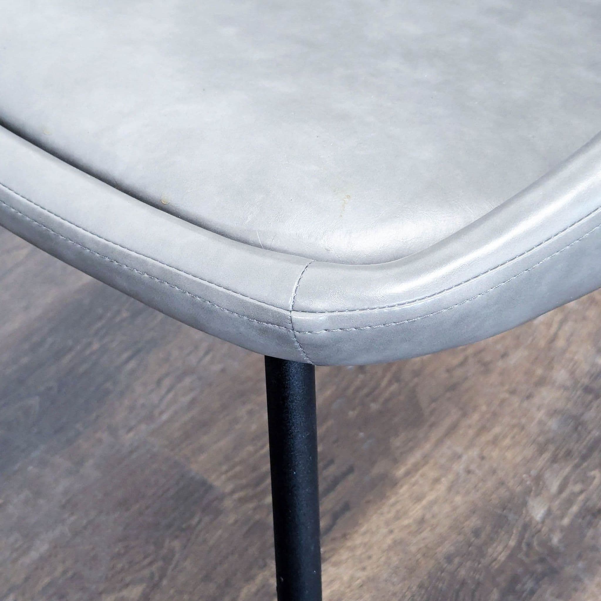 Leather and Metal Dining Chair with Cushion - Thumbnail 6