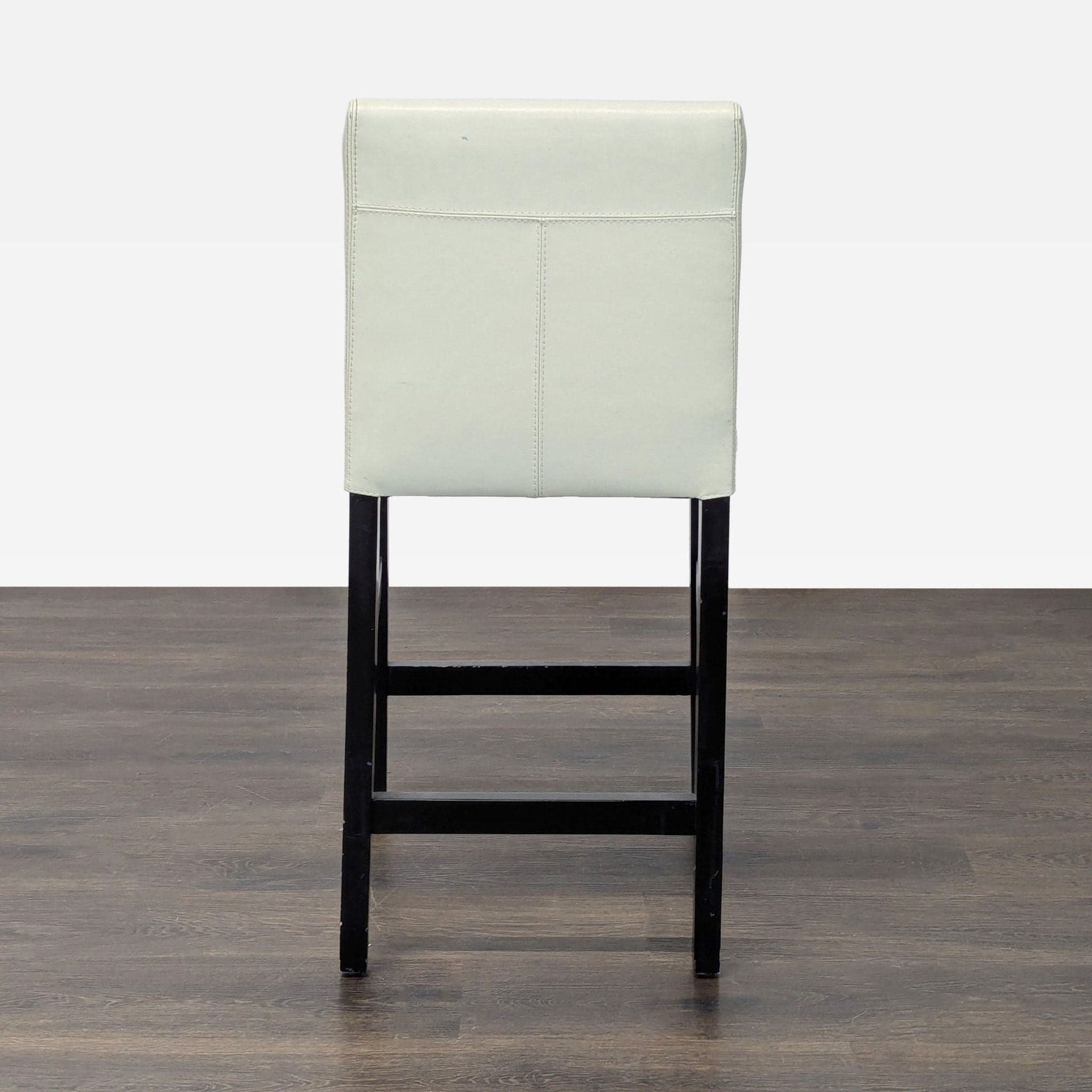 Crate & Barrel Leather Bar Stool with Wood Legs - Thumbnail 6
