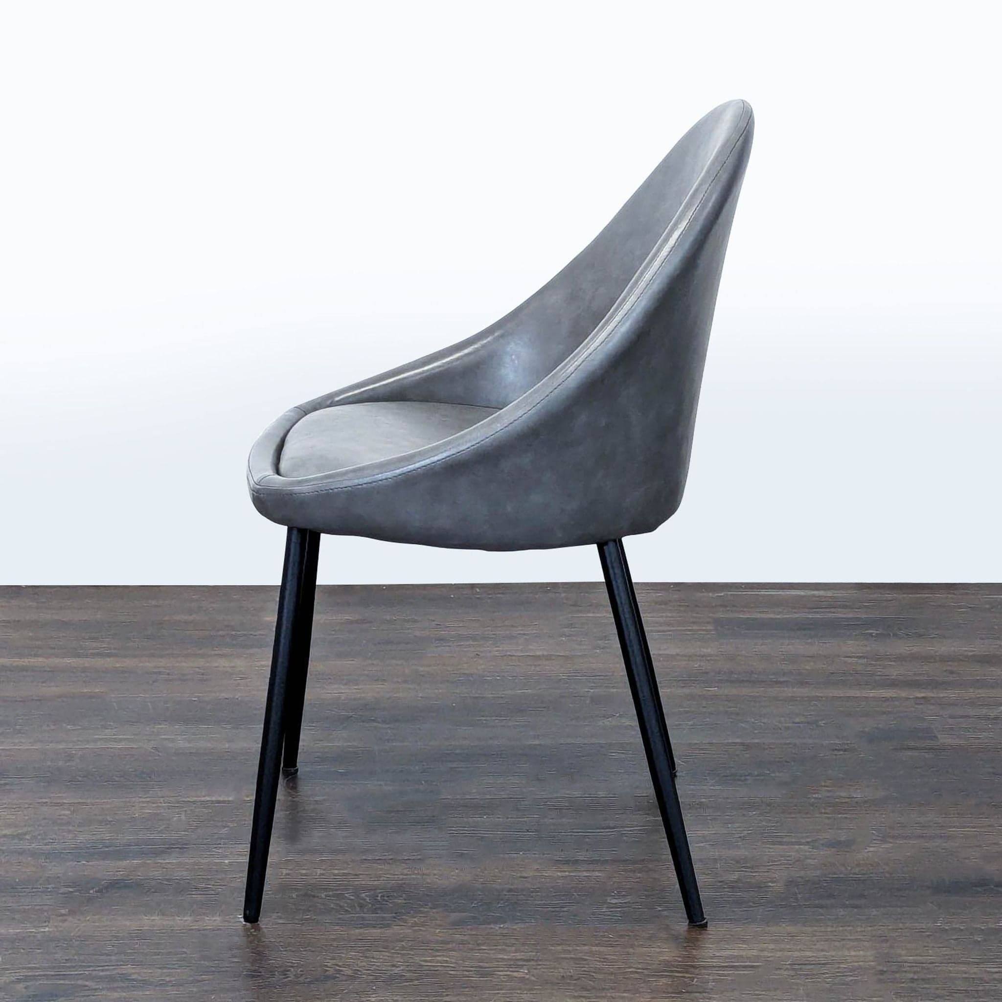 Leather and Metal Dining Chair with Cushion - Thumbnail 5