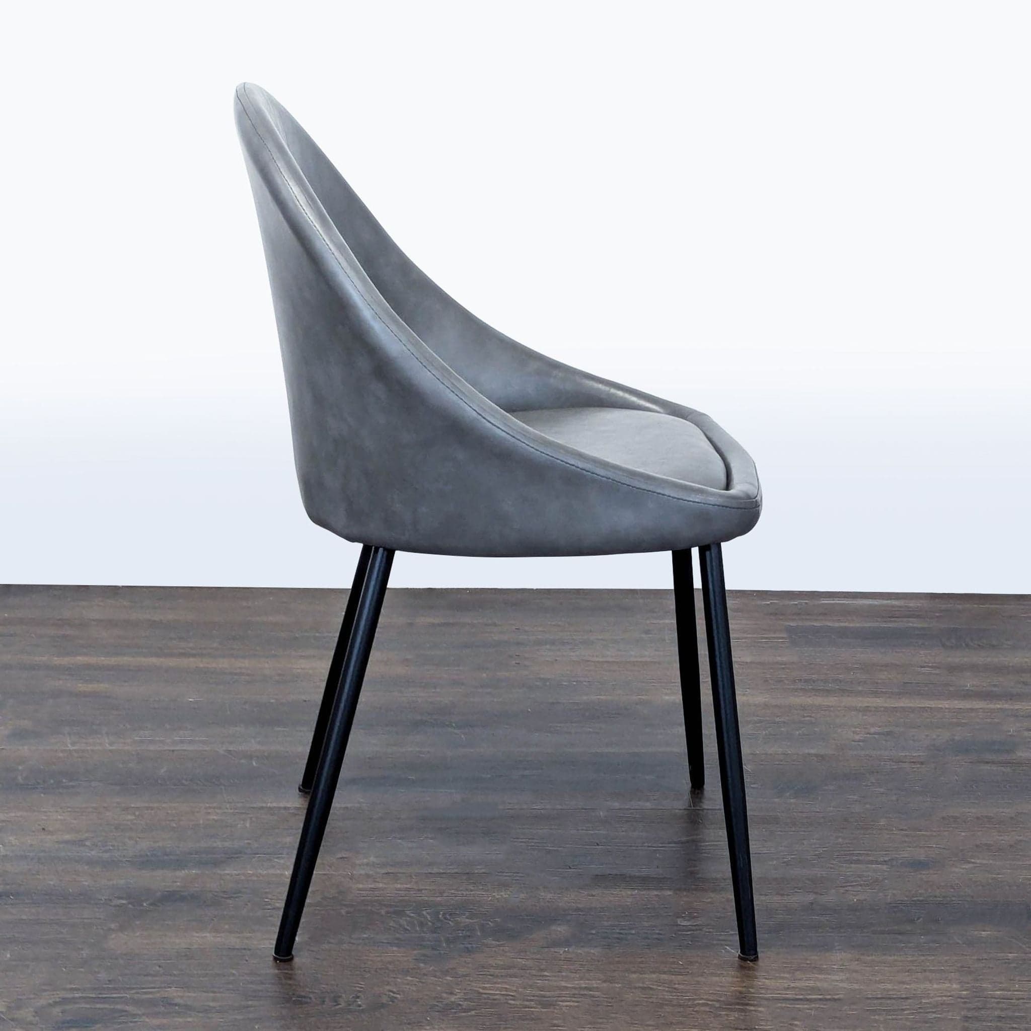 Leather and Metal Dining Chair with Cushion - Thumbnail 3