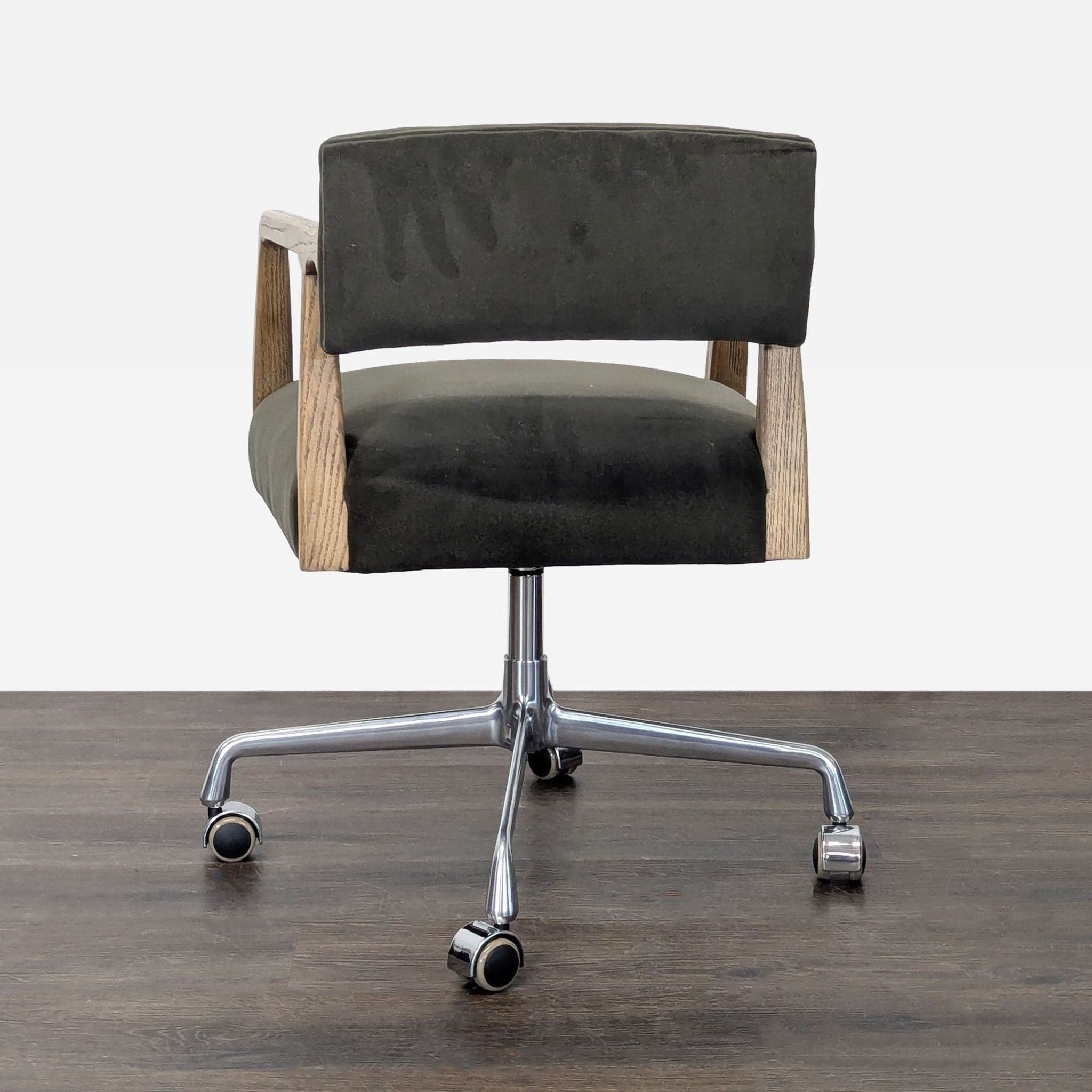 Four Hands Tyler Modern Office Chair with Wood Arms and Metal Base - Thumbnail 3