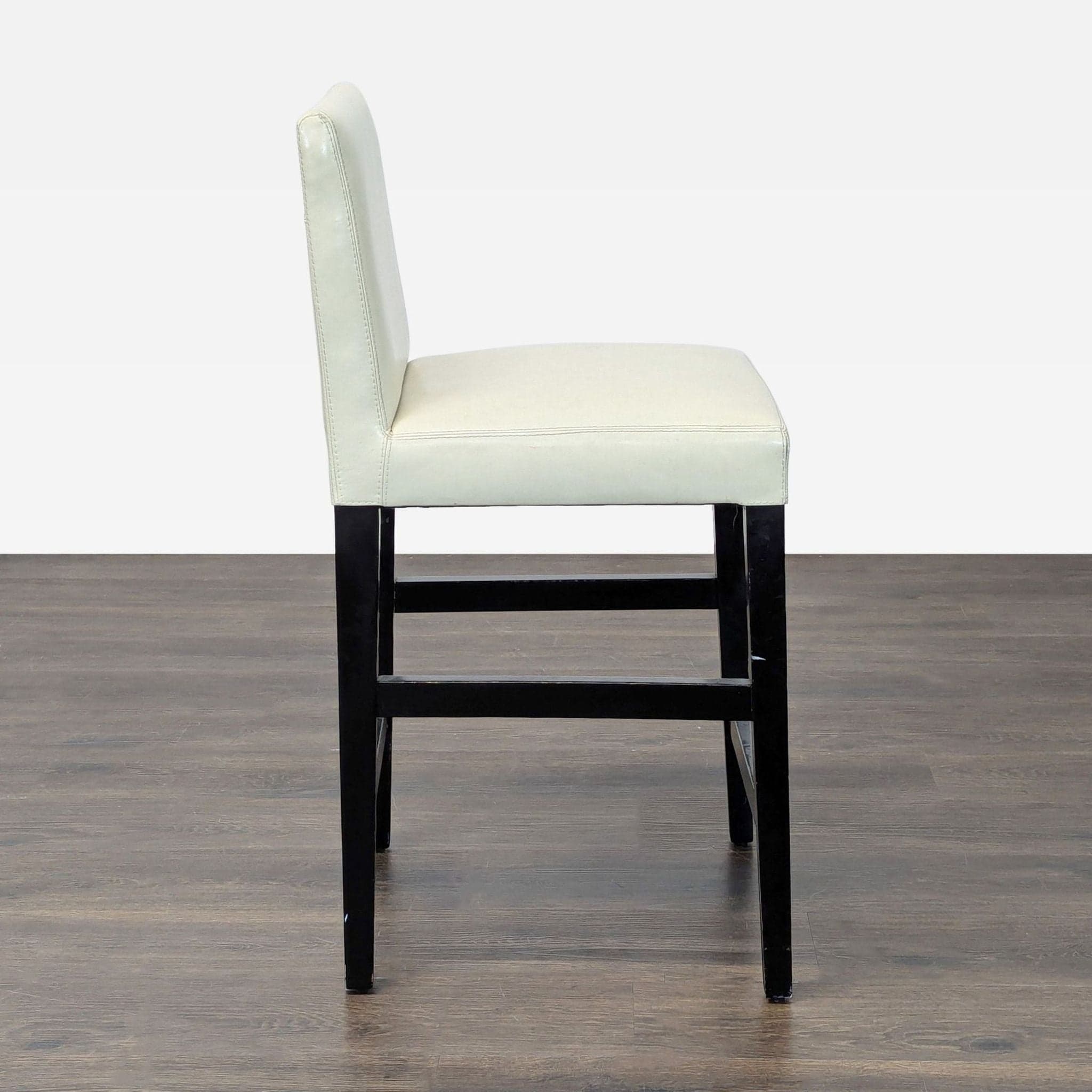 Crate & Barrel Leather Bar Stool with Wood Legs - Thumbnail 7