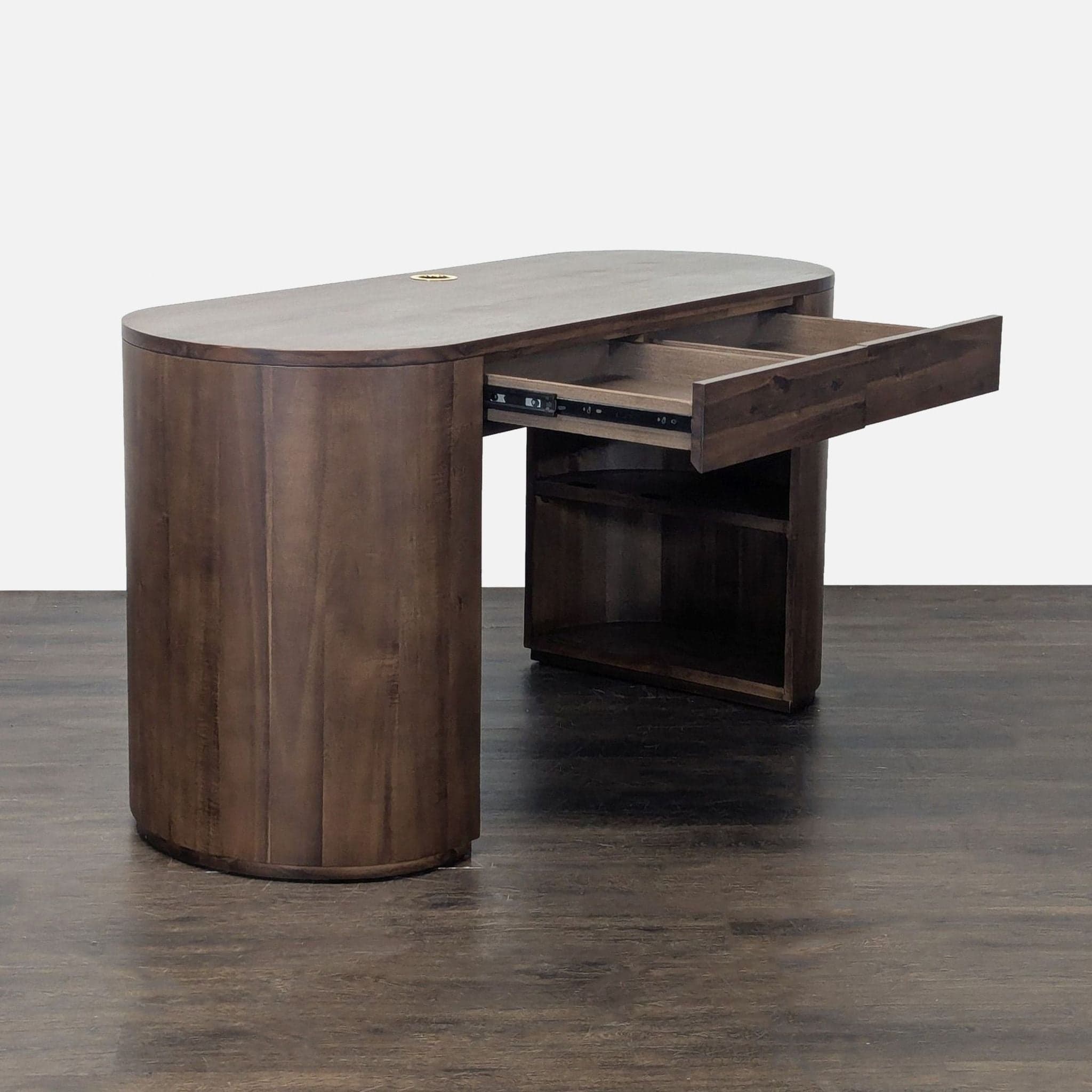 Four Hands Pilar Modern Wooden Desk with Storage and Drawer - Thumbnail 2