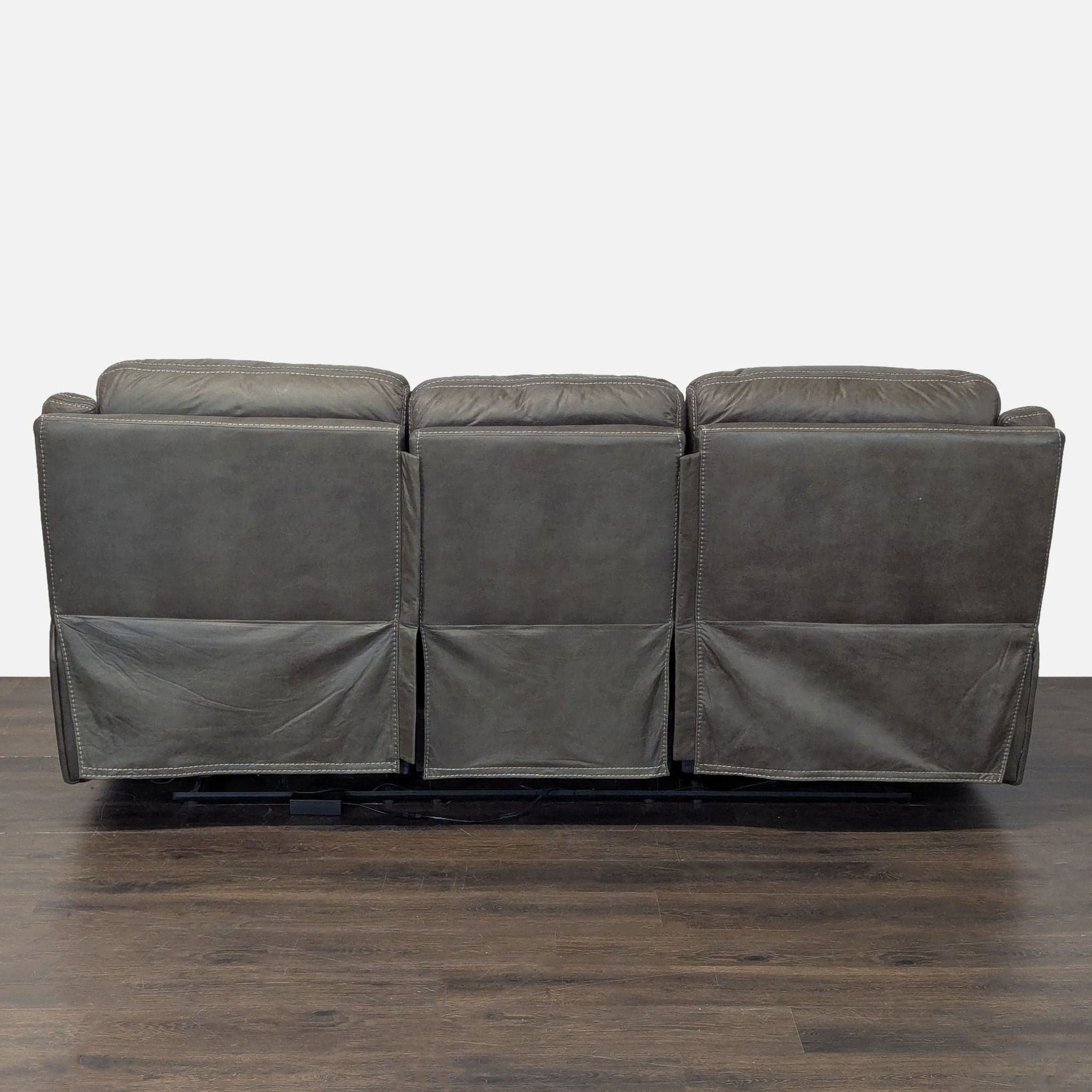 3-Seat Reclining Transitional Leather Sofa - Thumbnail 3