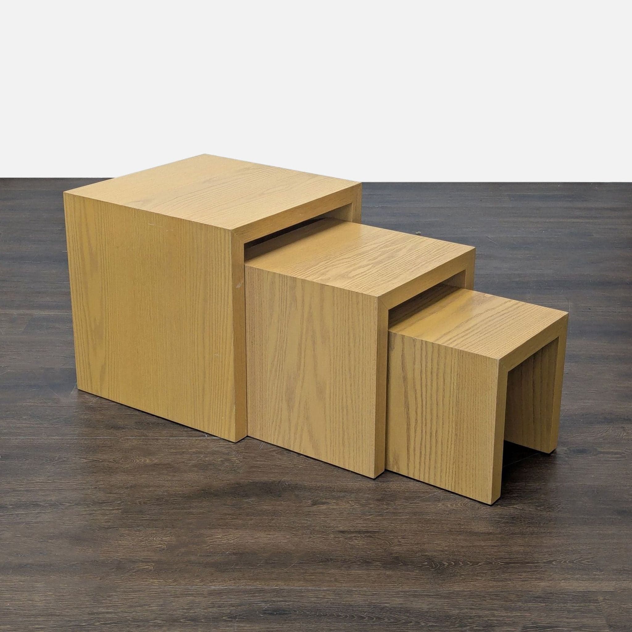 Set of Three Wood Nesting Tables - Thumbnail 2