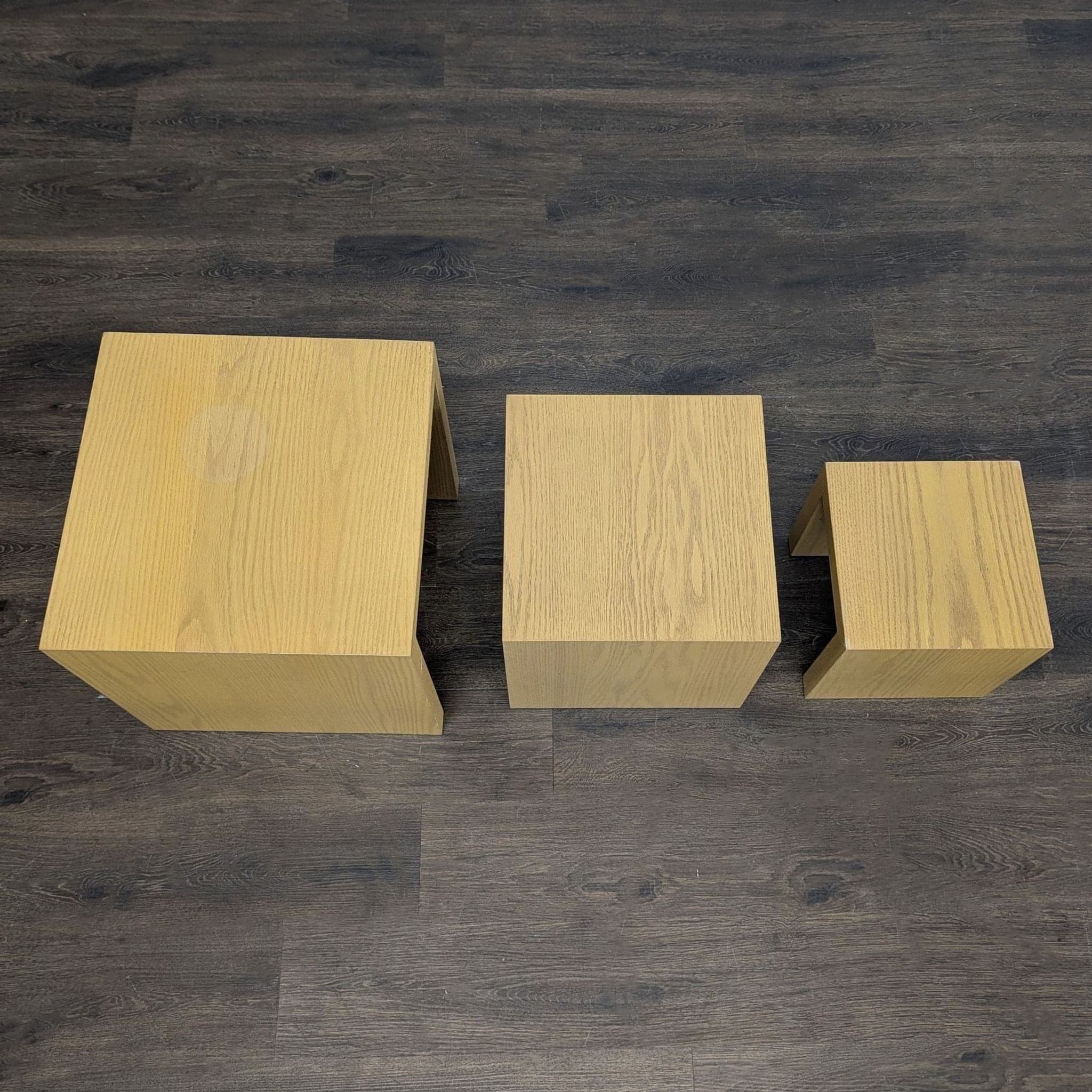 Set of Three Wood Nesting Tables - Thumbnail 4