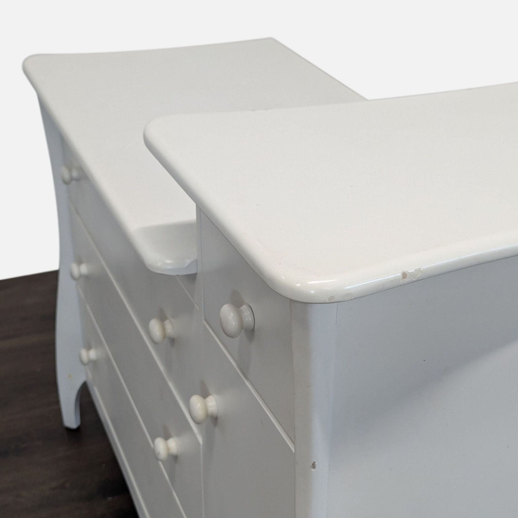 White 4-Drawer Dresser with Cabinet and Open Shelf - Thumbnail 8