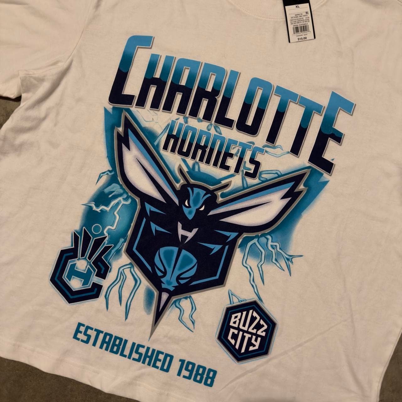 Super Rare Charlotte Hornets Buzz City NBA Graphic Tee - DEADSTOCK GRAIL - Thumbnail 8