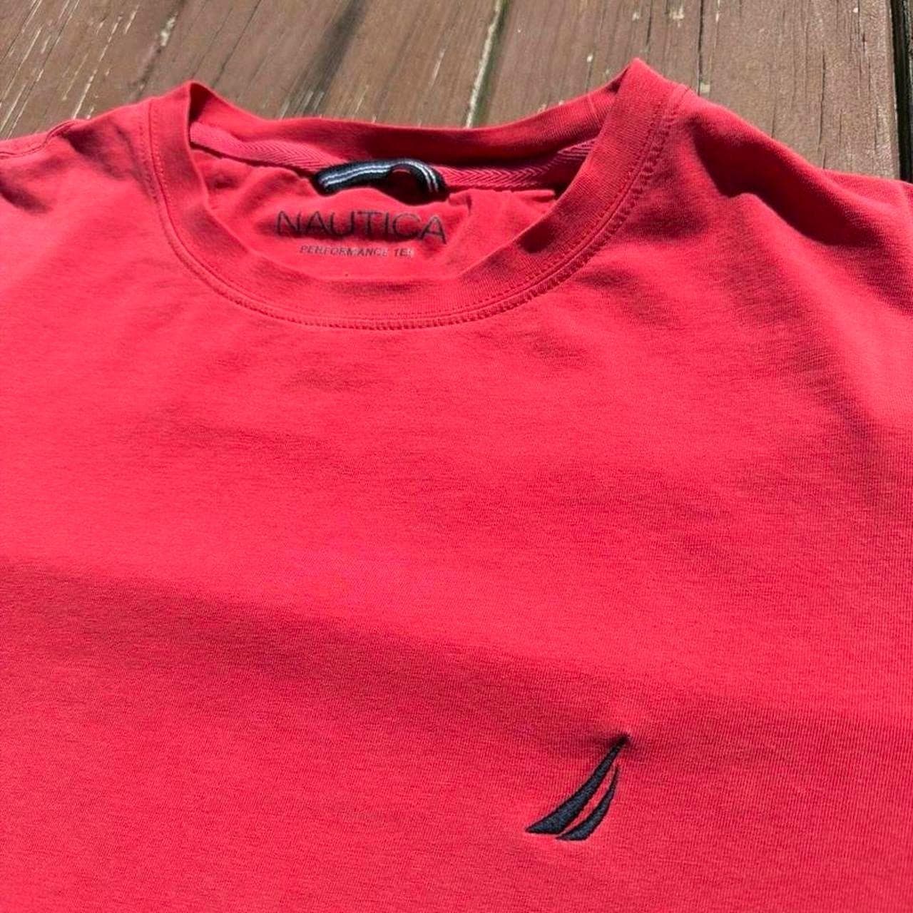 Vintage Early 2000s Nautica Red Performance Tee Men’s Large Embroidered Sail Logo Y2K Grail - Thumbnail 2