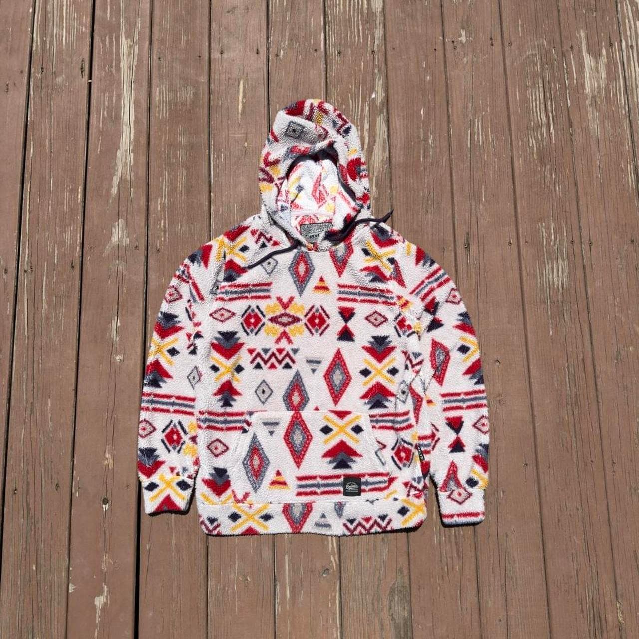 Super Rare Vintage Early 2000s Grail Sherpa Fleece Multicolored Designer Hoodie - Y2K GRAIL