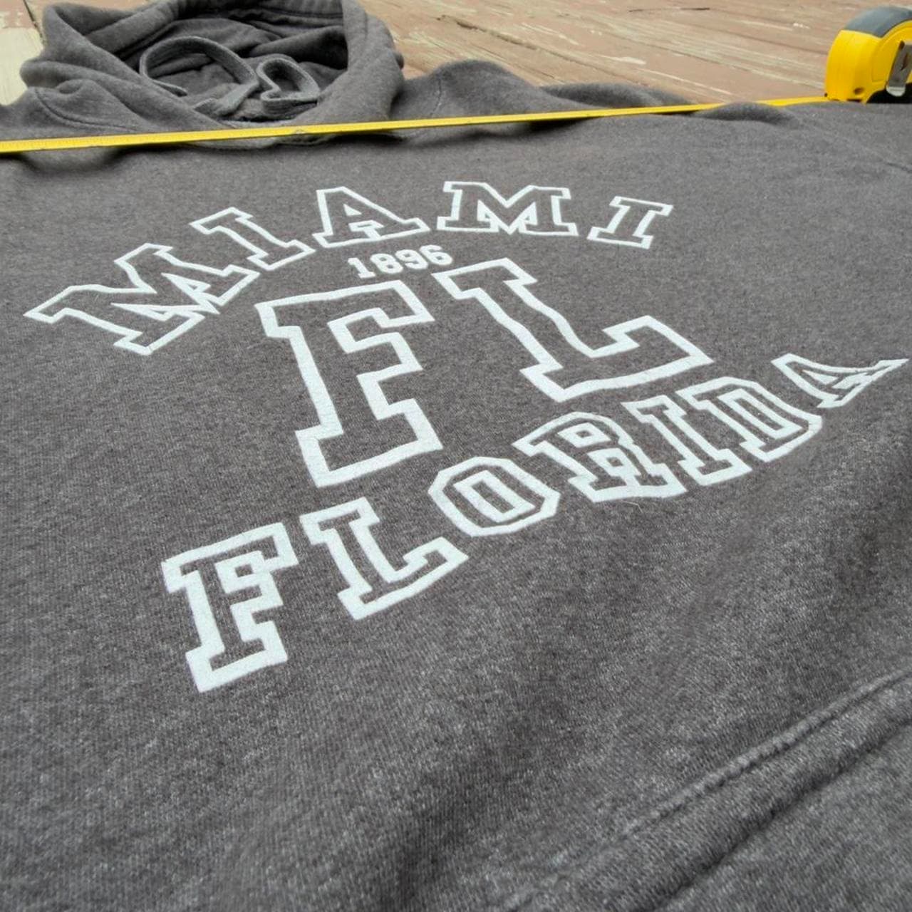 Y2K Vintage Miami Florida Grey Embroidered Hoodie - Thumbnail 2