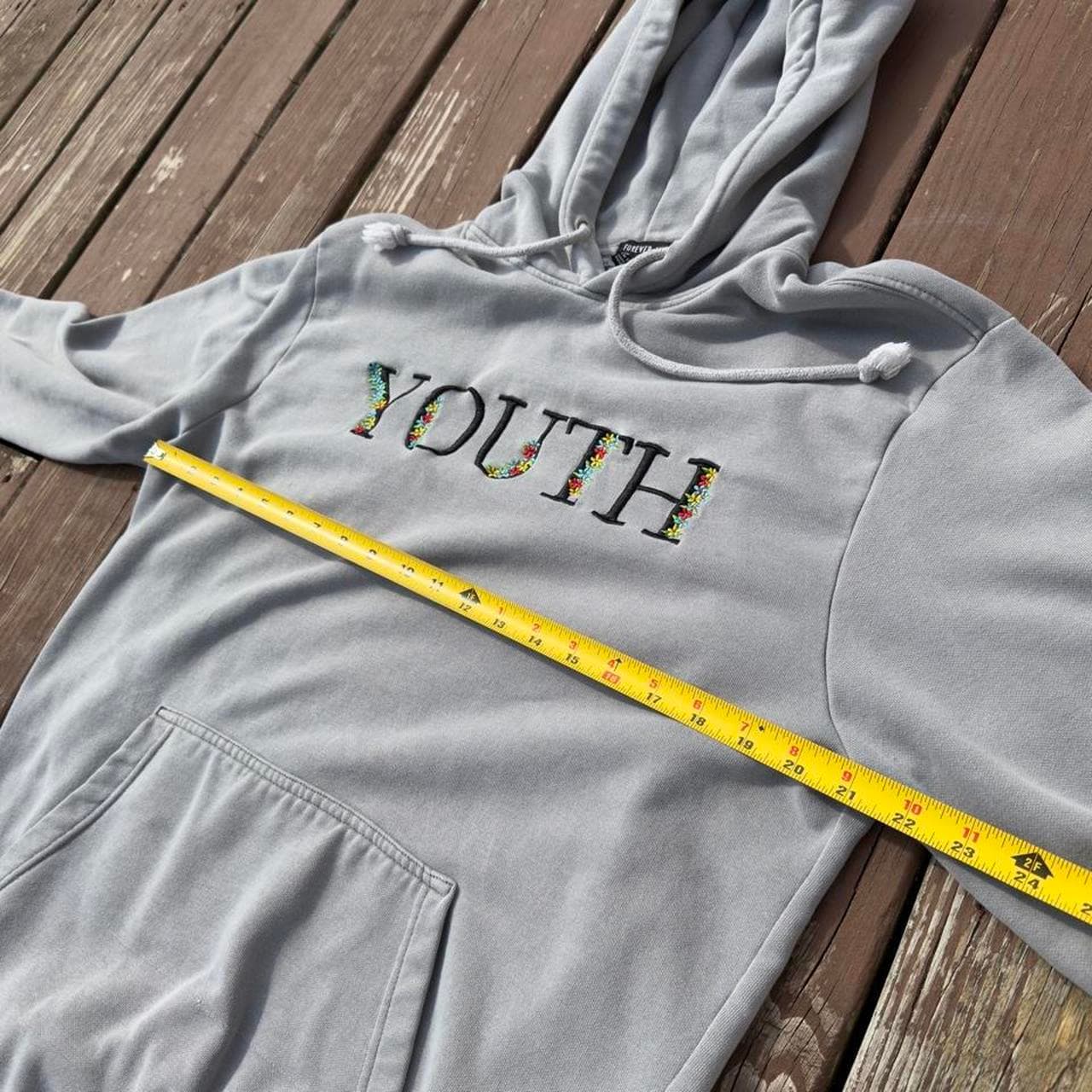 Vintage Early 2000s Forever 21 “YOUTH” Floral Embroidered Hoodie - Thumbnail 5