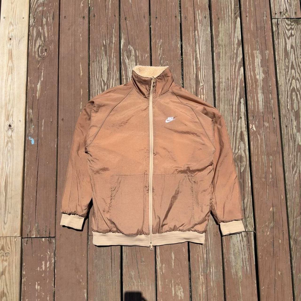 Nike Big Swoosh Reversible Boa Jacket Hemp White Asia Sizing BQ6546-200 Fleece Sherpa Puffer - Thumbnail 2