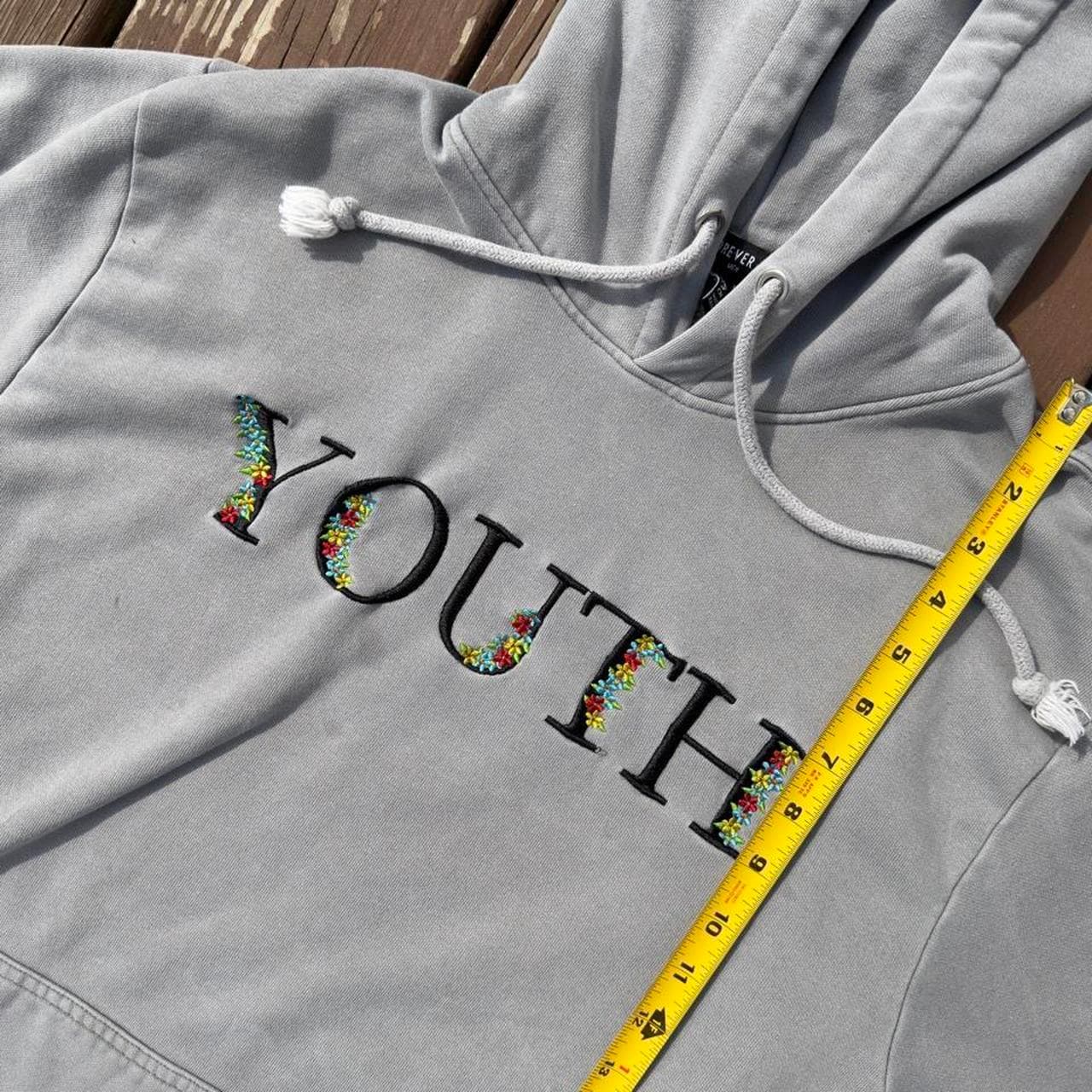 Vintage Early 2000s Forever 21 “YOUTH” Floral Embroidered Hoodie - Thumbnail 8