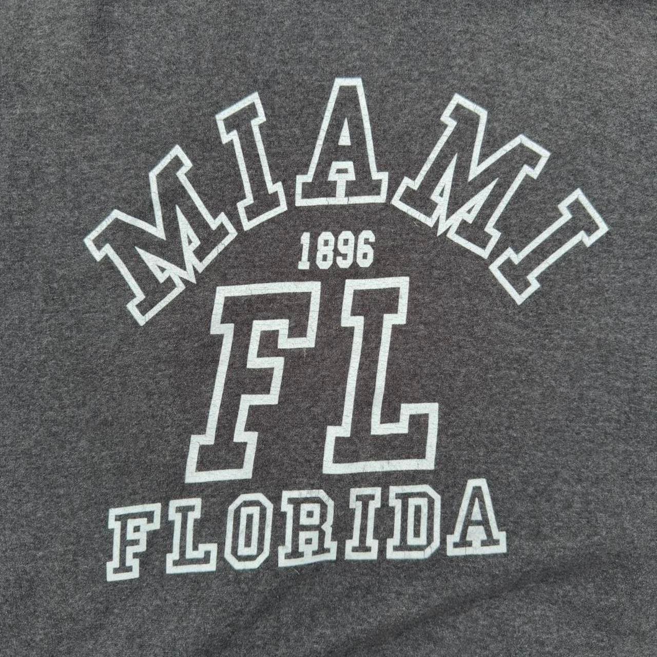 Y2K Vintage Miami Florida Grey Embroidered Hoodie - Thumbnail 3