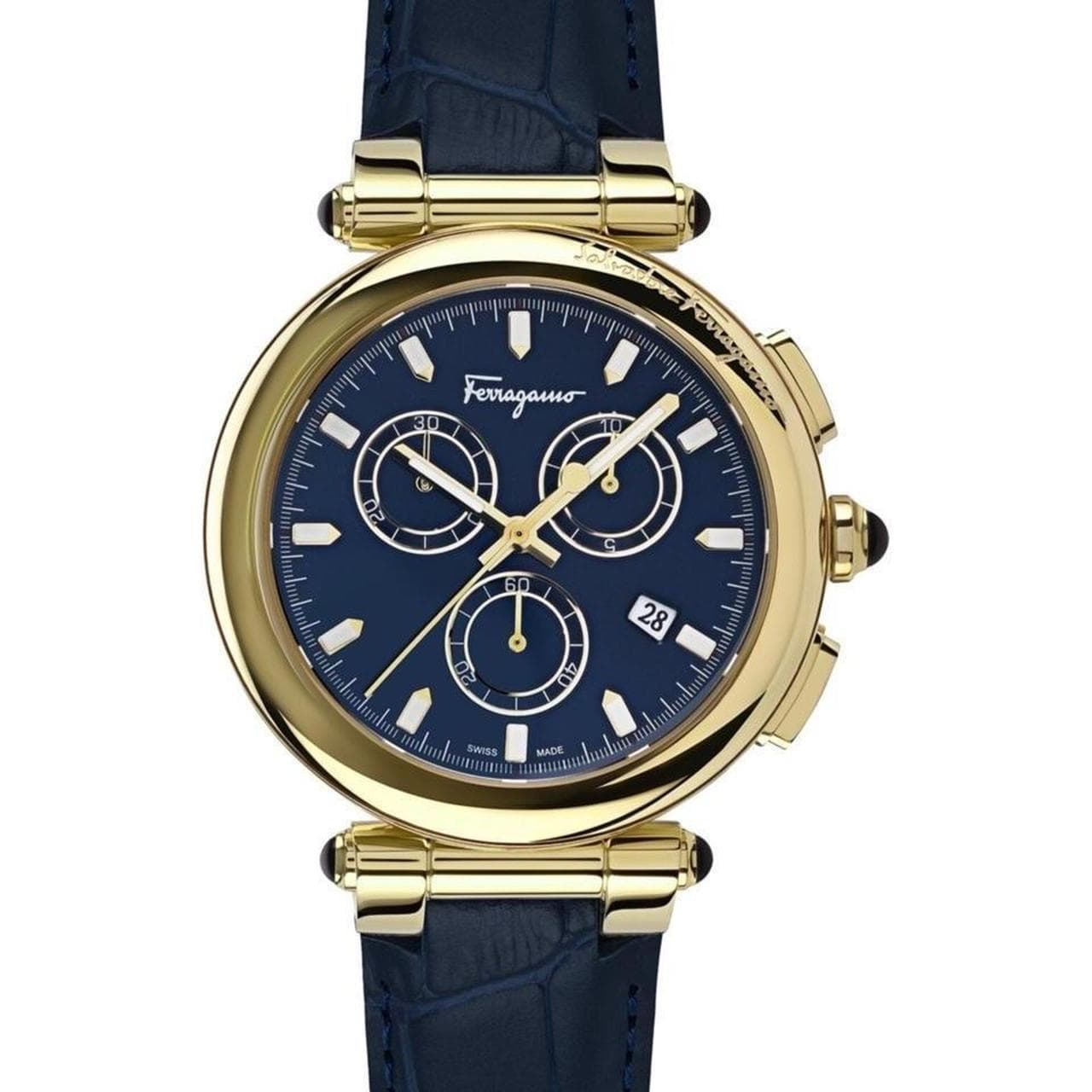 Salvatore Ferragamo Idillio Chronograph Watch - Gold & Blue SFYQ00220