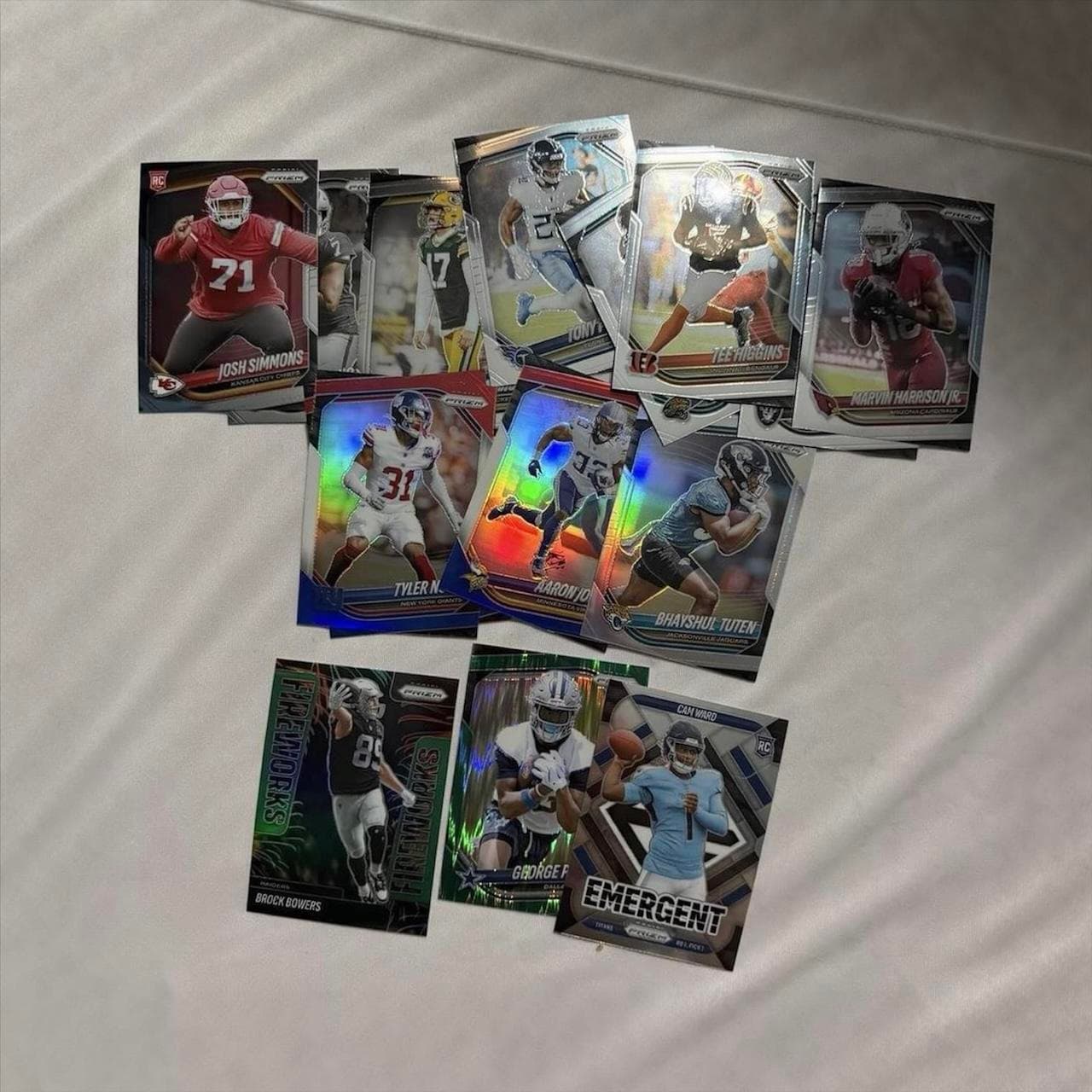 RARE NFL PRIZM Z15 COMPLETE SET! Cam Ward Emergent Holy Grail RC + Brock Bowers Fireworks + George Pickens Cowboys + 12 More Bangers! - Thumbnail 2