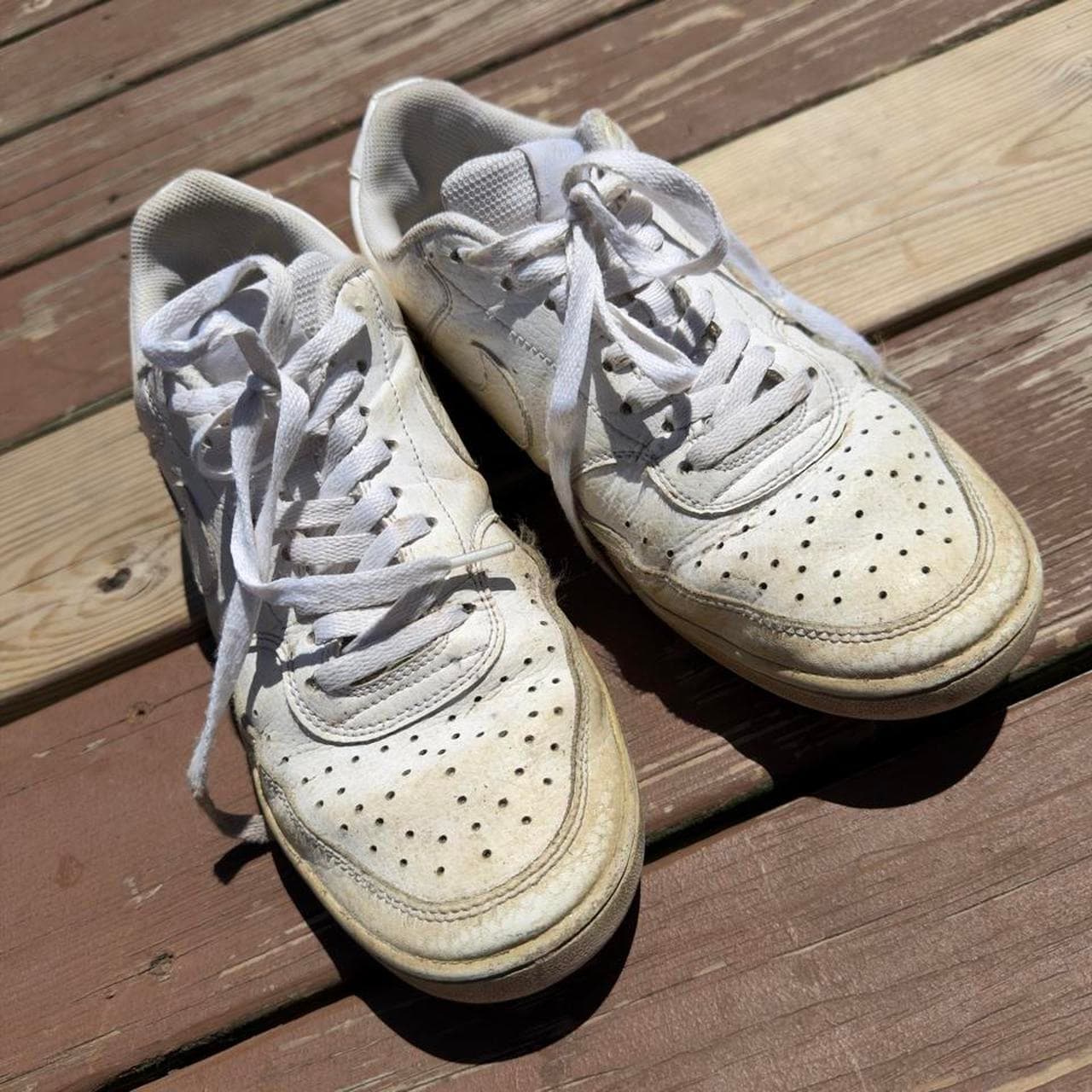 Vintage Grail Nike Court Vision Low White Leather Basketball Sneakers Y2K - Thumbnail 2