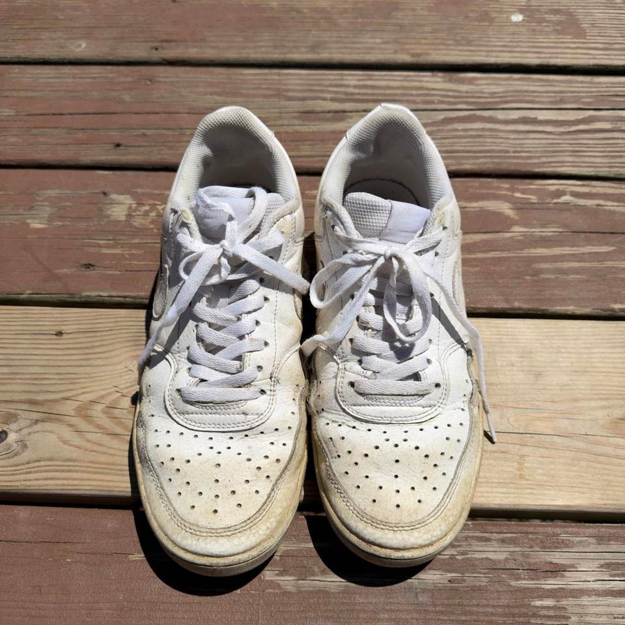 Vintage Grail Nike Court Vision Low White Leather Basketball Sneakers Y2K - Thumbnail 5