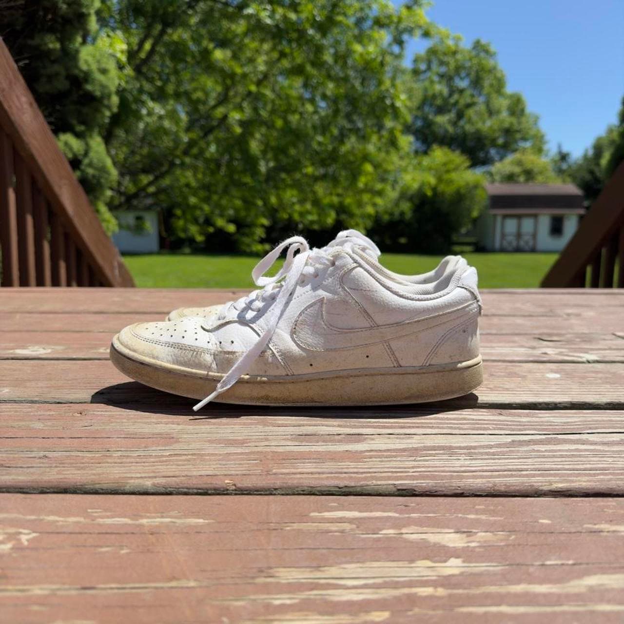 Vintage Grail Nike Court Vision Low White Leather Basketball Sneakers Y2K - Thumbnail 3
