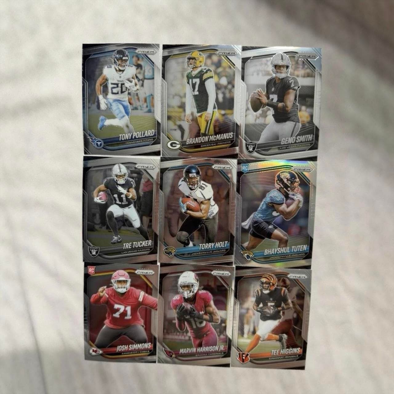 RARE NFL PRIZM Z15 COMPLETE SET! Cam Ward Emergent Holy Grail RC + Brock Bowers Fireworks + George Pickens Cowboys + 12 More Bangers! - Thumbnail 4