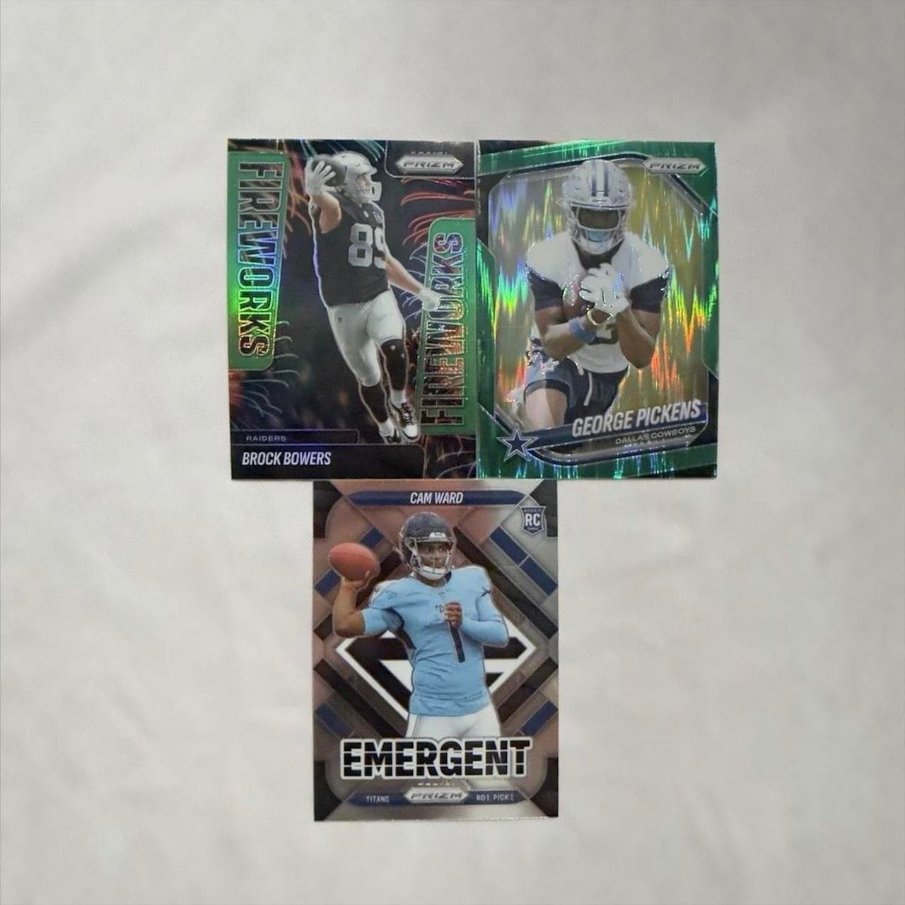 RARE NFL PRIZM Z15 COMPLETE SET! Cam Ward Emergent Holy Grail RC + Brock Bowers Fireworks + George Pickens Cowboys + 12 More Bangers! - Thumbnail 3