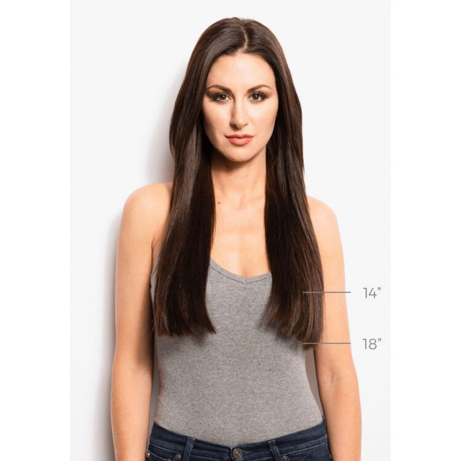 Donna Bella Hair Premium 14" Clip-In Extensions - 100% Human Hair (Darkest Brown - Thumbnail 3