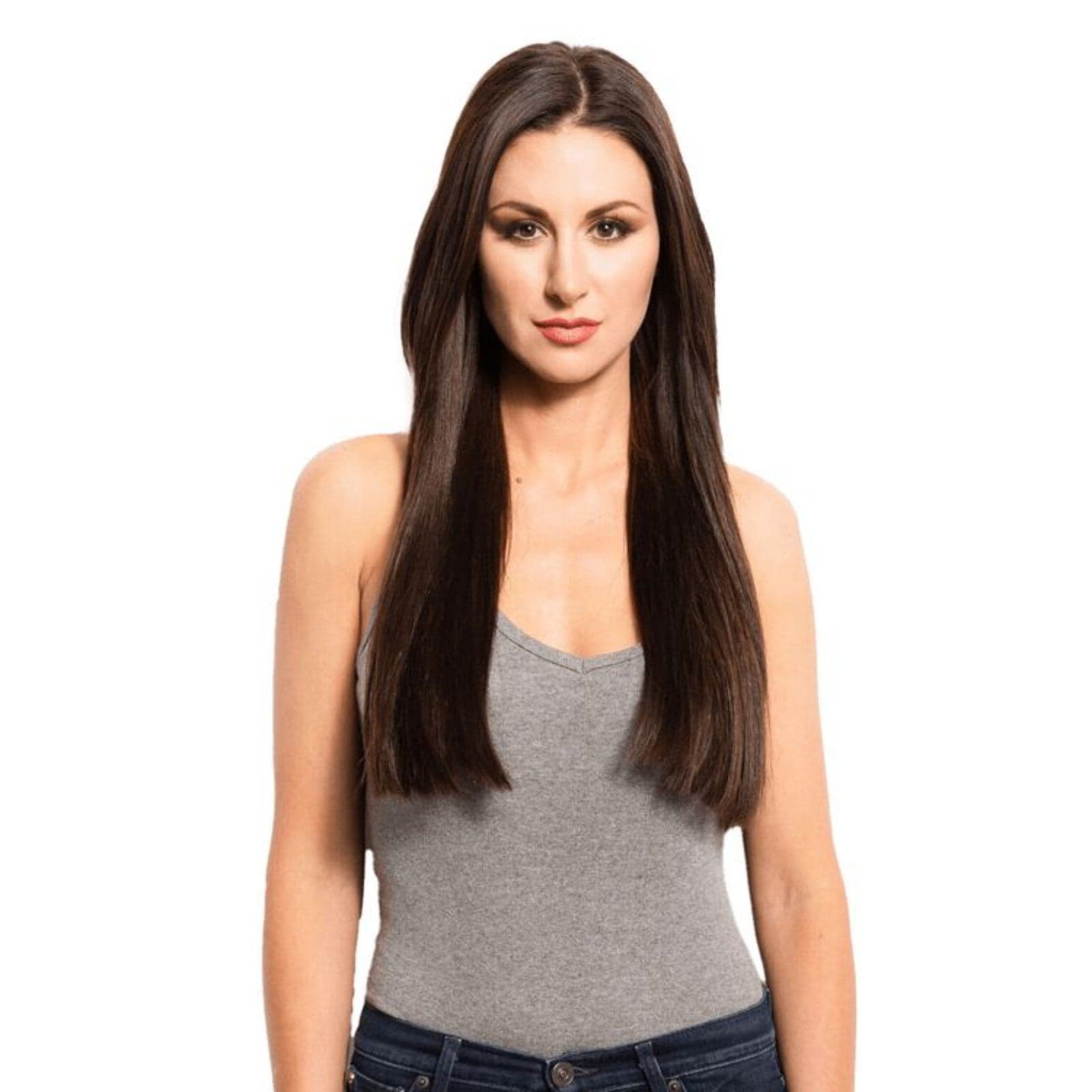 Donna Bella Hair Premium 14" Clip-In Extensions - 100% Human Hair (Darkest Brown