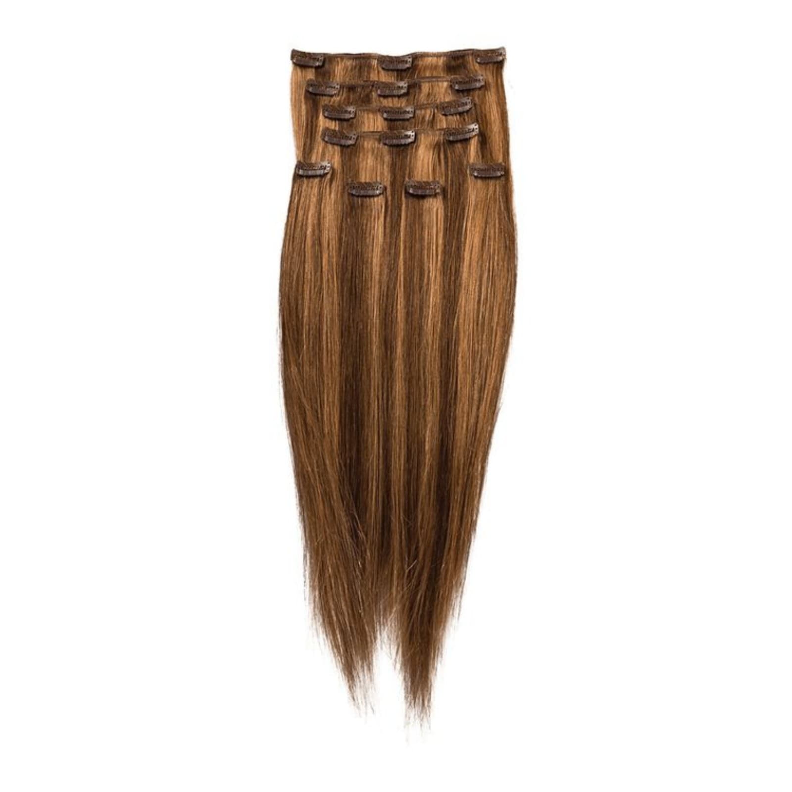 Donna Bella Hair Premium 14" Clip-In Extensions - 100% Human Hair (Dark Chestnut