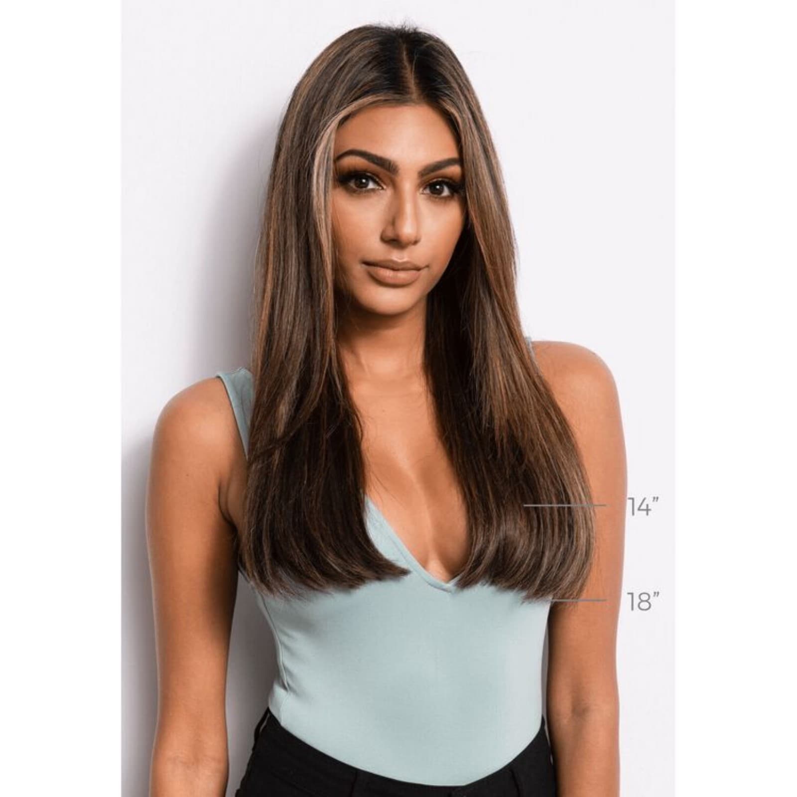 Donna Bella Hair Premium 14" Clip-In Extensions - 100% Human Hair (Dark Chestnut - Thumbnail 2