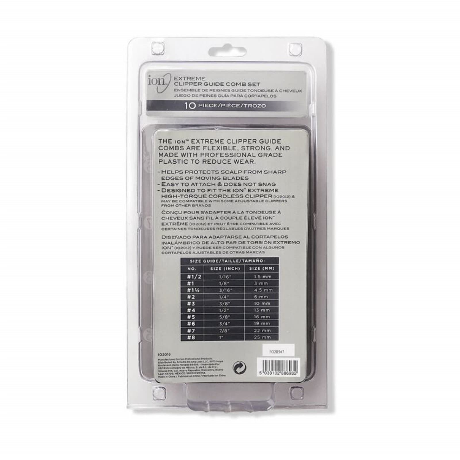 Ion Extreme Clipper Guide Comb Set - 10 Piece Universal Guard Kit (New) - Thumbnail 3