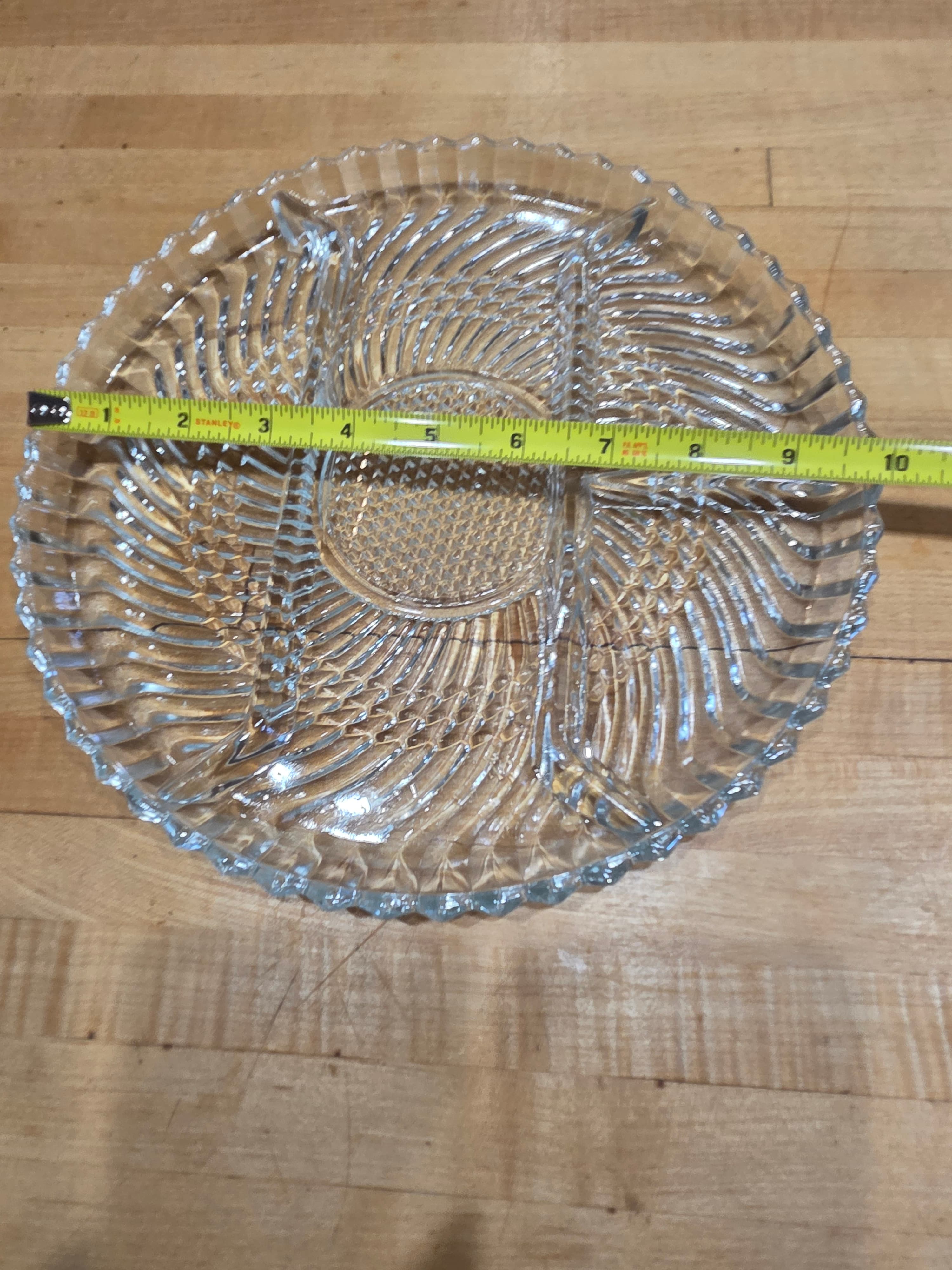 Vintage Dominion Glass Clear Swirl 4 Section Divided Relish Tray 10 Inch - Thumbnail 3