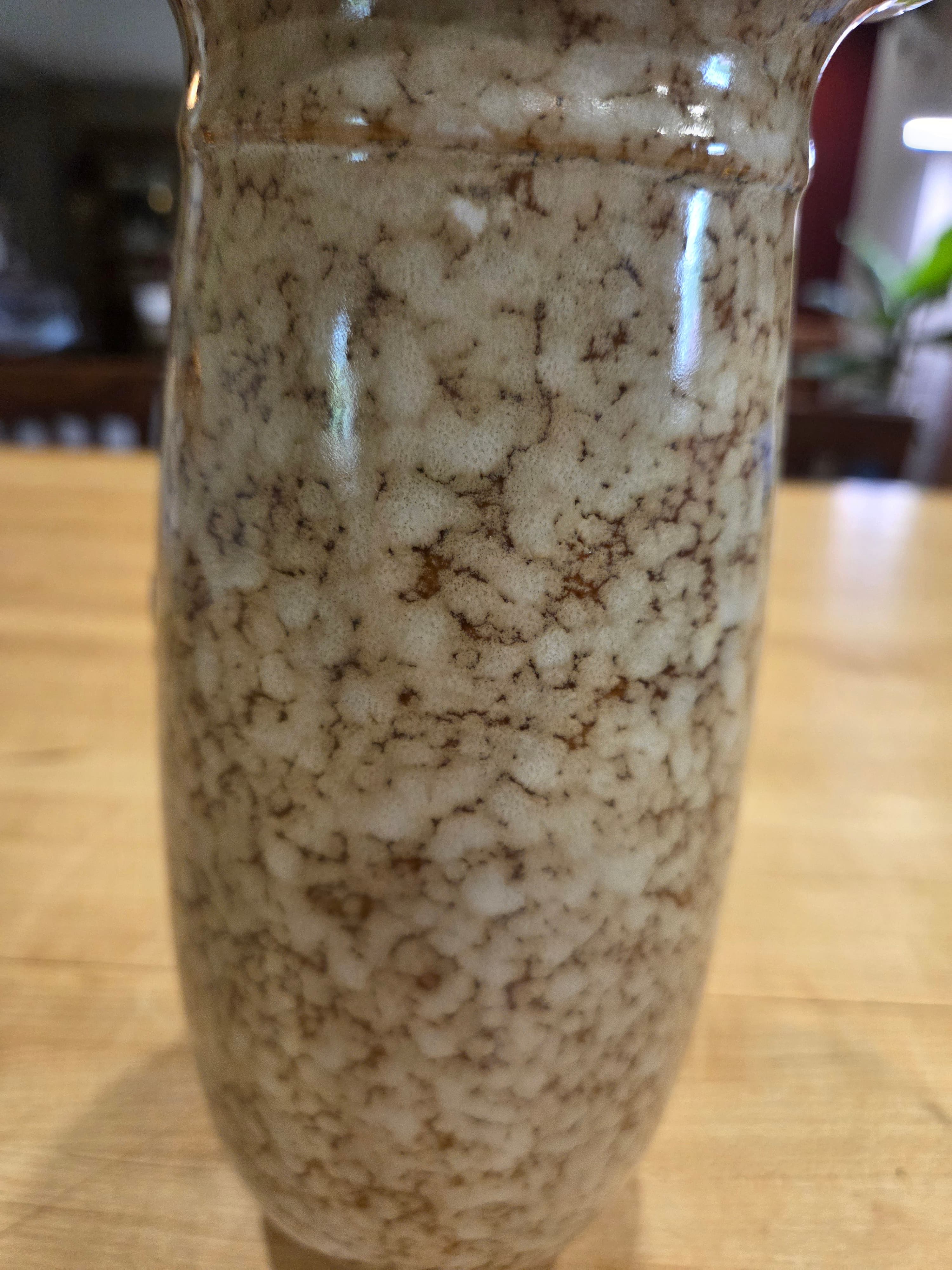 Vintage Japanese Studio Pottery Stoneware Vase Raised Floral Crackle Glaze - Thumbnail 5