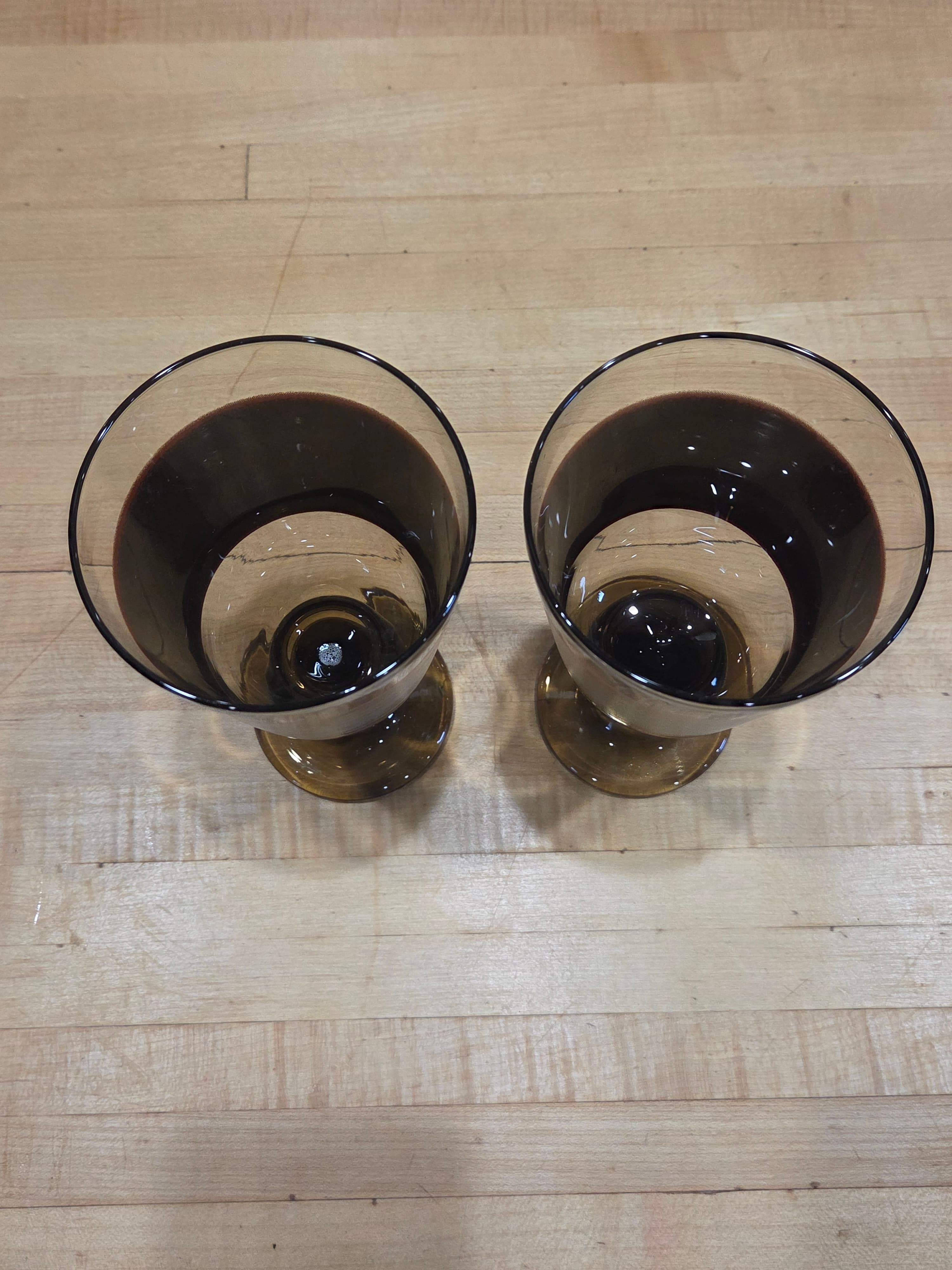 Vintage Libbey Sango Nova Brown Ombre Striped Water Wine Goblets Set of 2 - Thumbnail 4