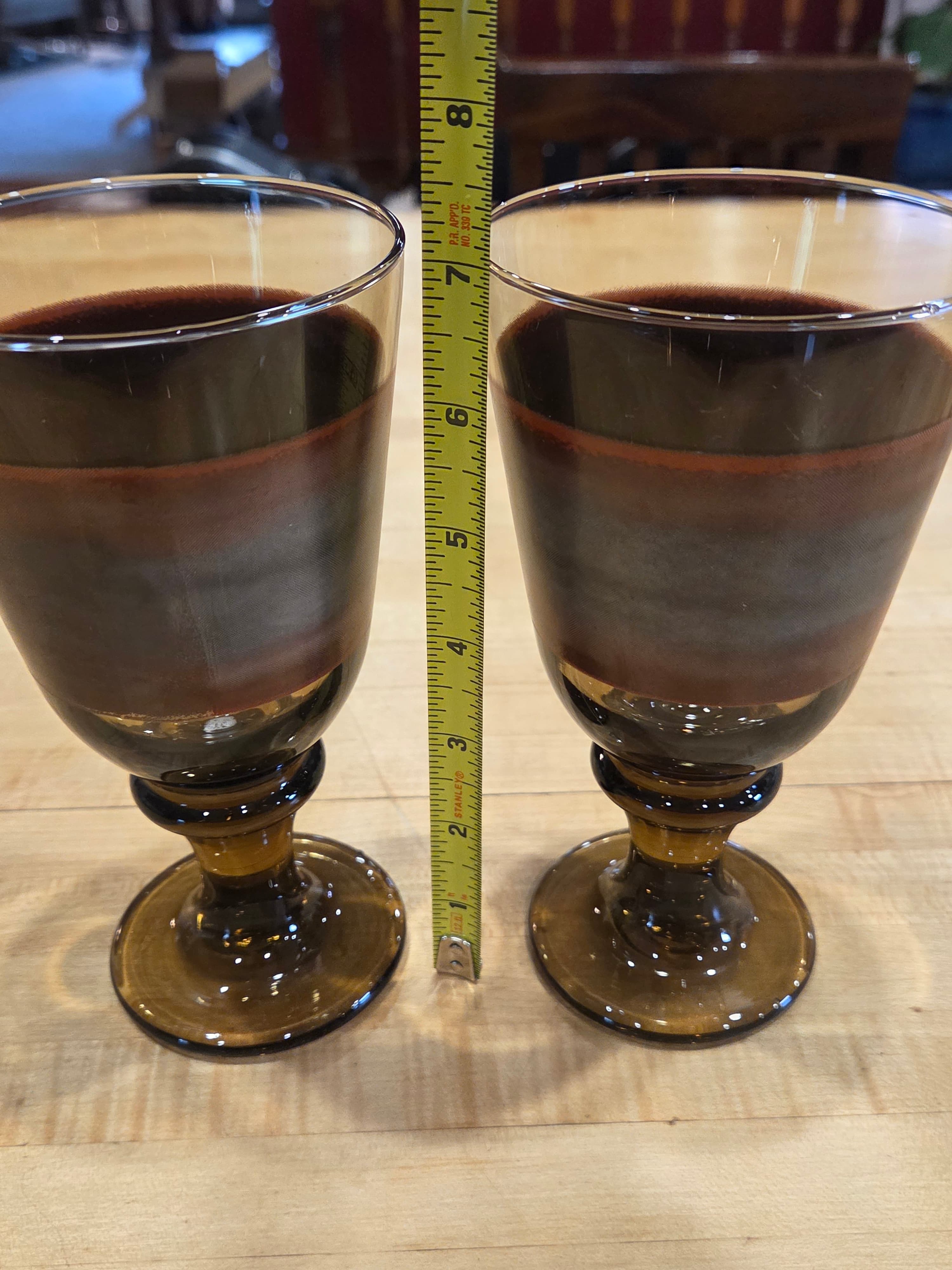 Vintage Libbey Sango Nova Brown Ombre Striped Water Wine Goblets Set of 2 - Thumbnail 5
