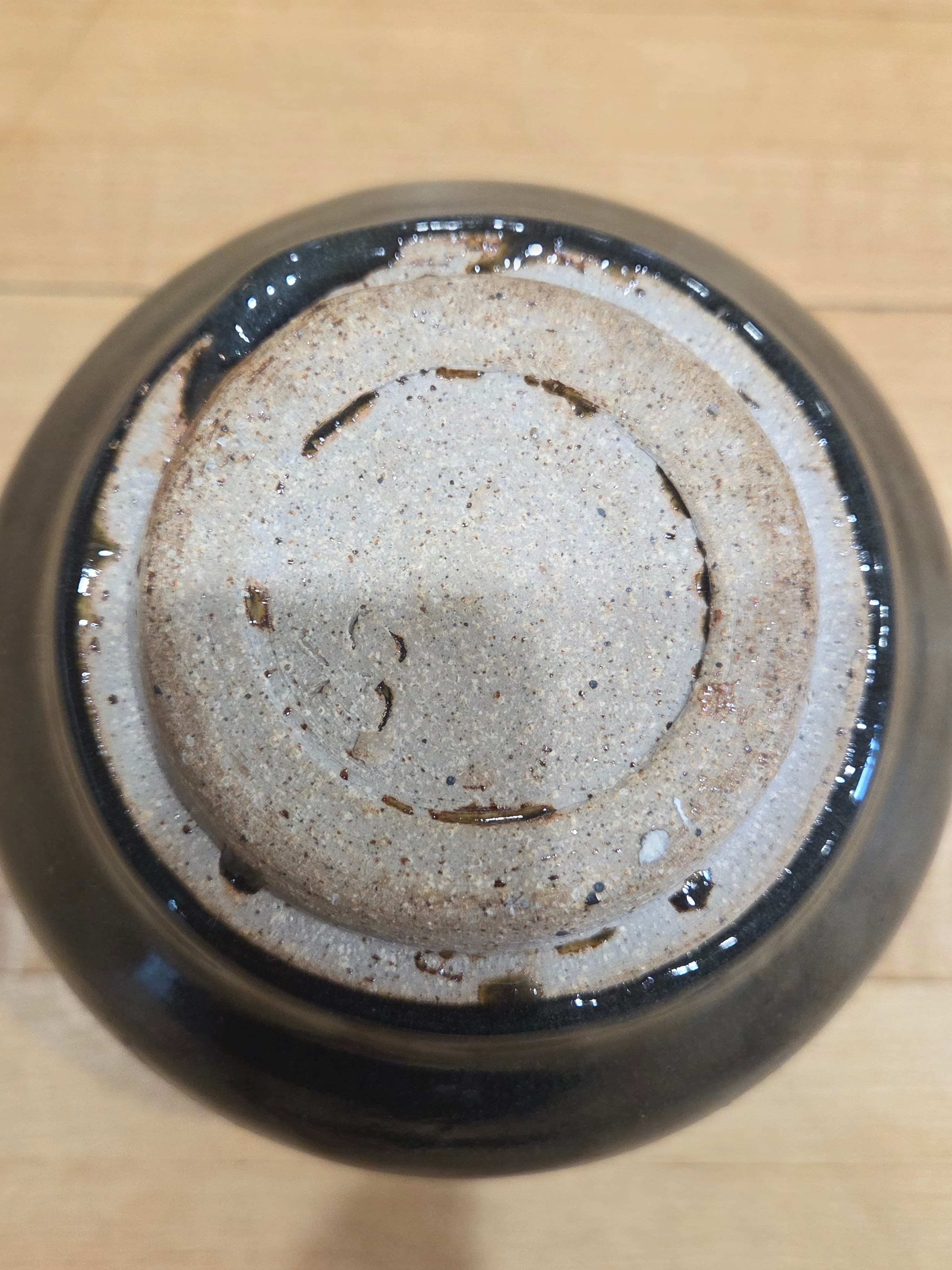 Vintage Japanese Studio Pottery Tenmoku Glaze Stoneware Jar Small Pot Vessel - Thumbnail 3