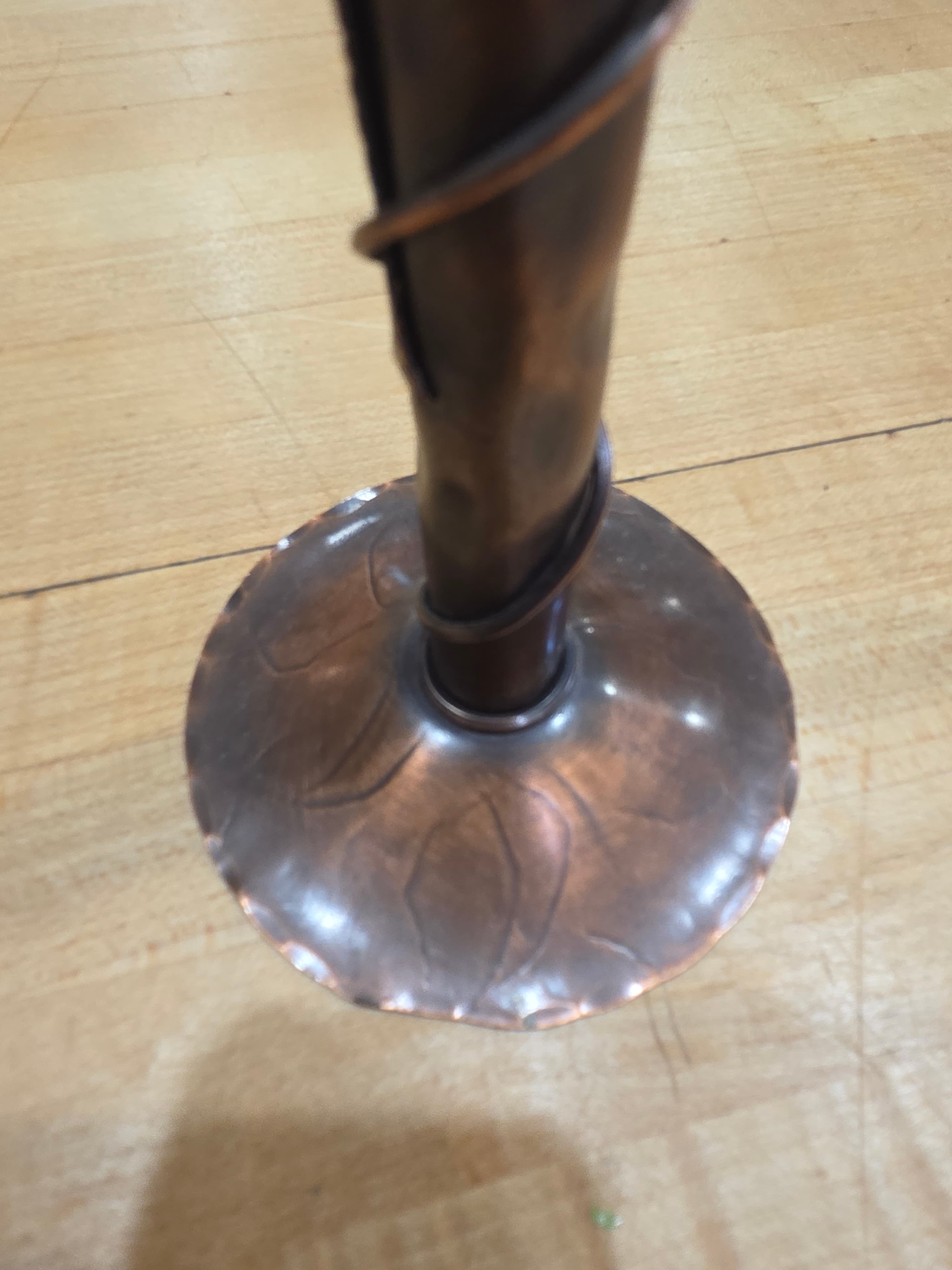 Vintage Craftsmen Inc Copper Bud Vase 349 Arts Crafts Applied Vine - Thumbnail 2