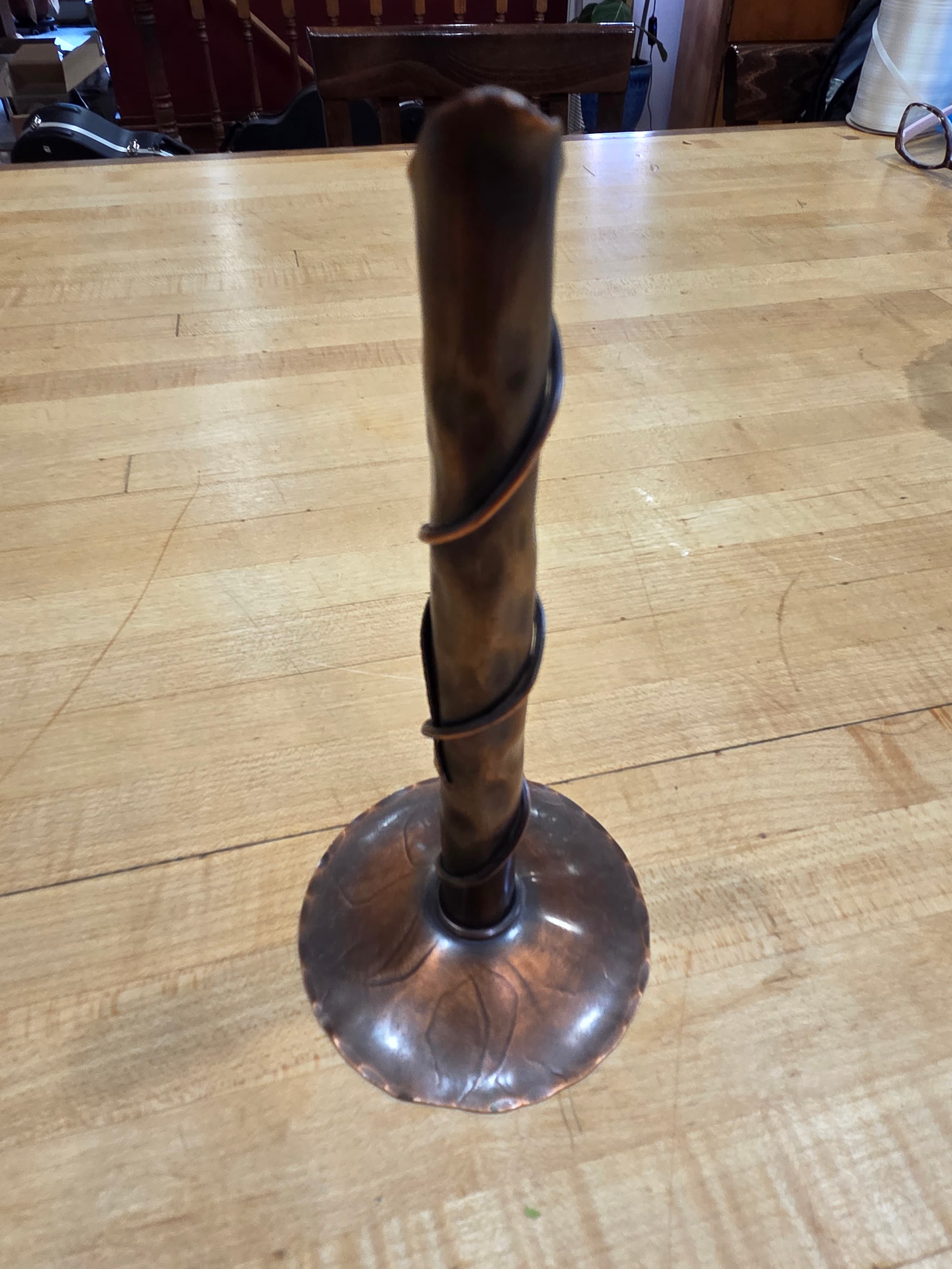 Vintage Craftsmen Inc Copper Bud Vase 349 Arts Crafts Applied Vine - Thumbnail 3